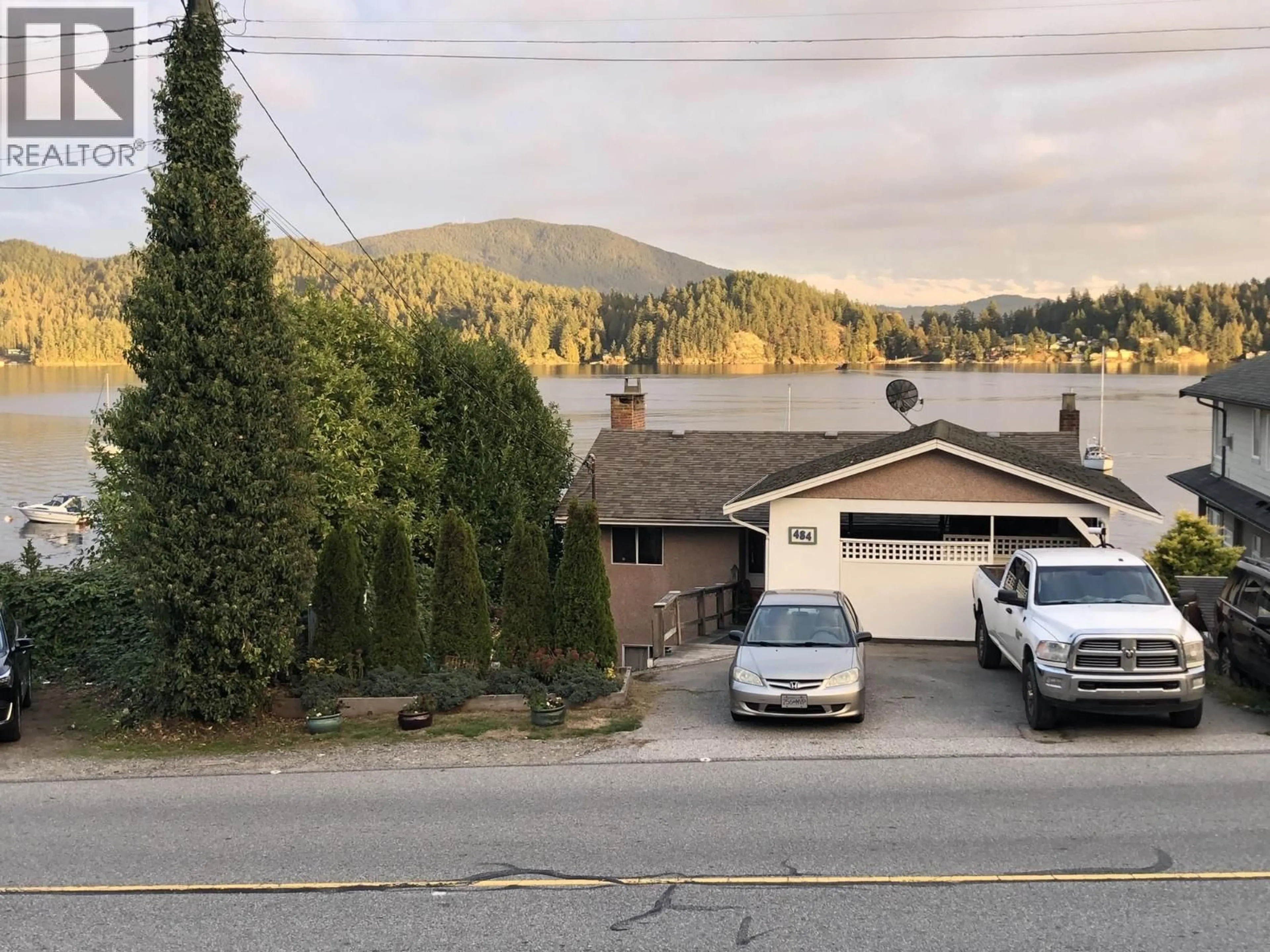 A pic from outside/outdoor area/front of a property/back of a property/a pic from drone, mountain view for 484 MARINE DRIVE, Gibsons British Columbia V0N1V0