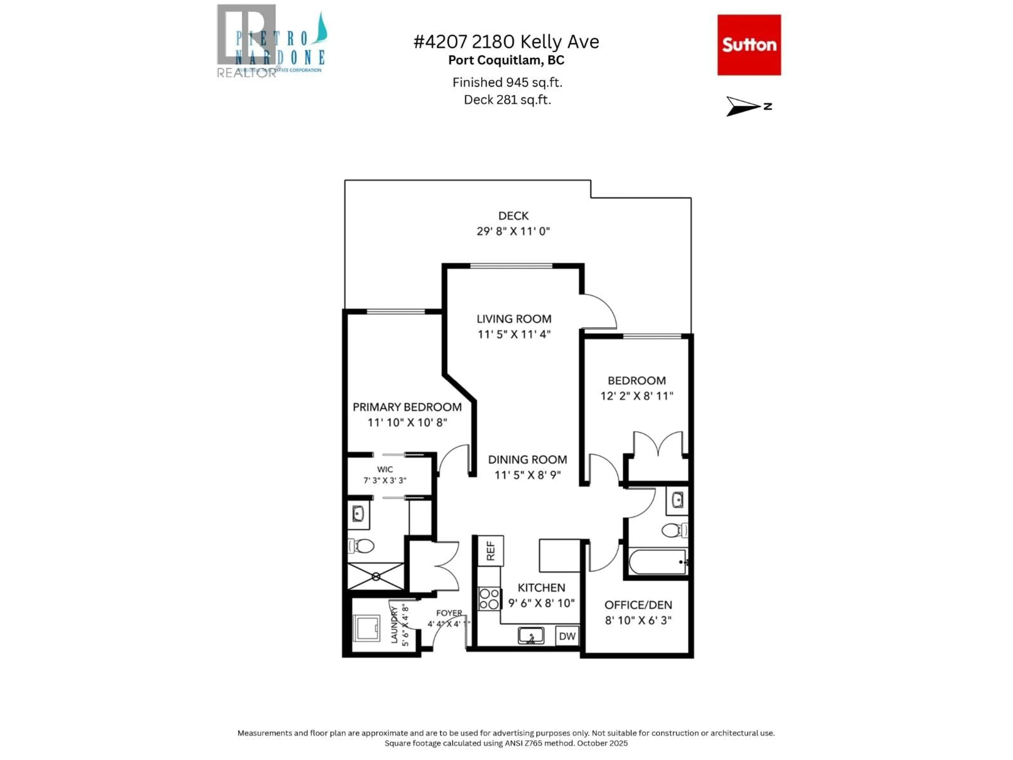 Floor plan for 4207 - 2180 KELLY AVENUE, Port Coquitlam British Columbia V3C0L1