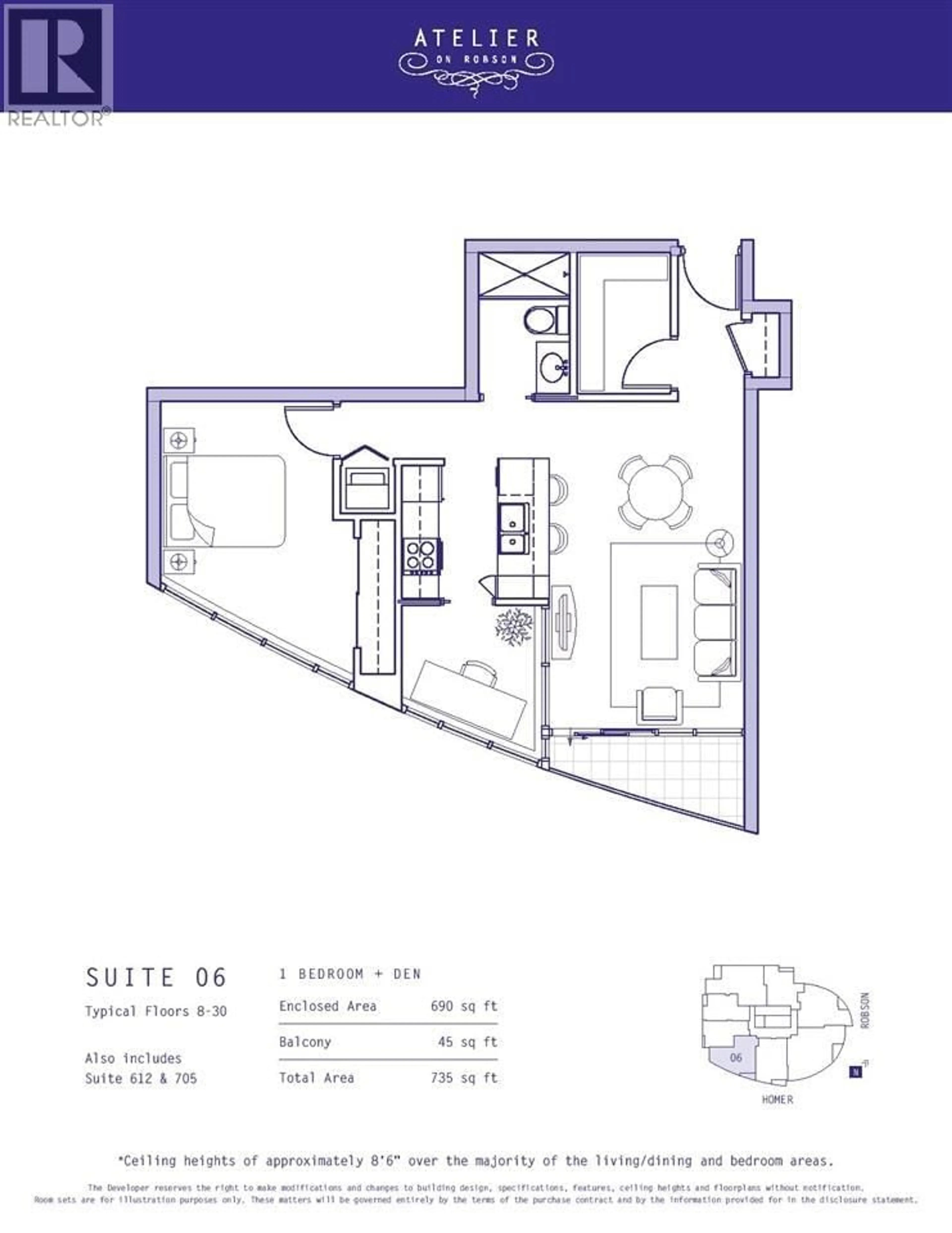 Floor plan for 906 - 833 HOMER STREET, Vancouver British Columbia V6B0H4