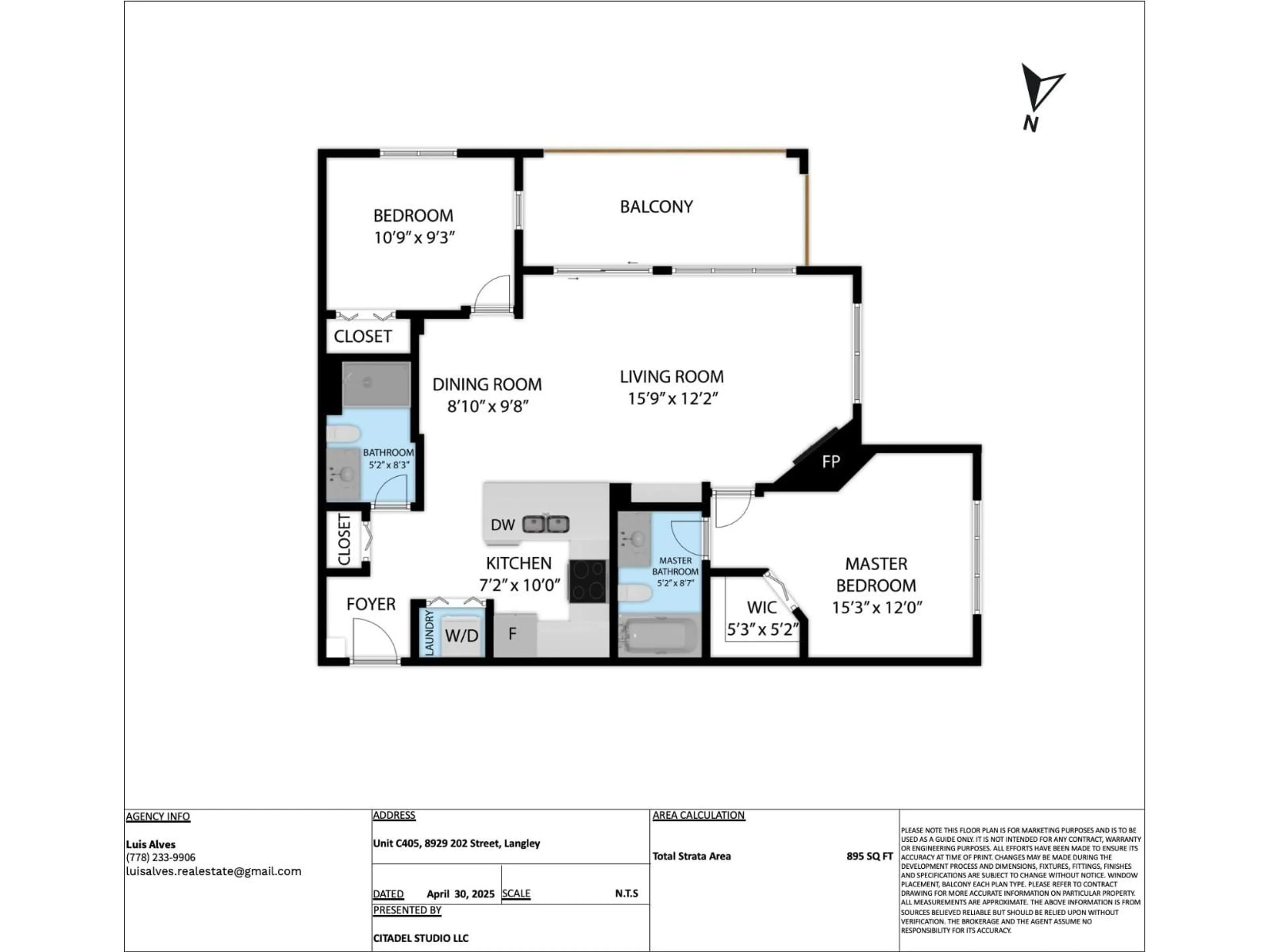 Floor plan for C405 - 8929 202, Langley British Columbia V1M0B4