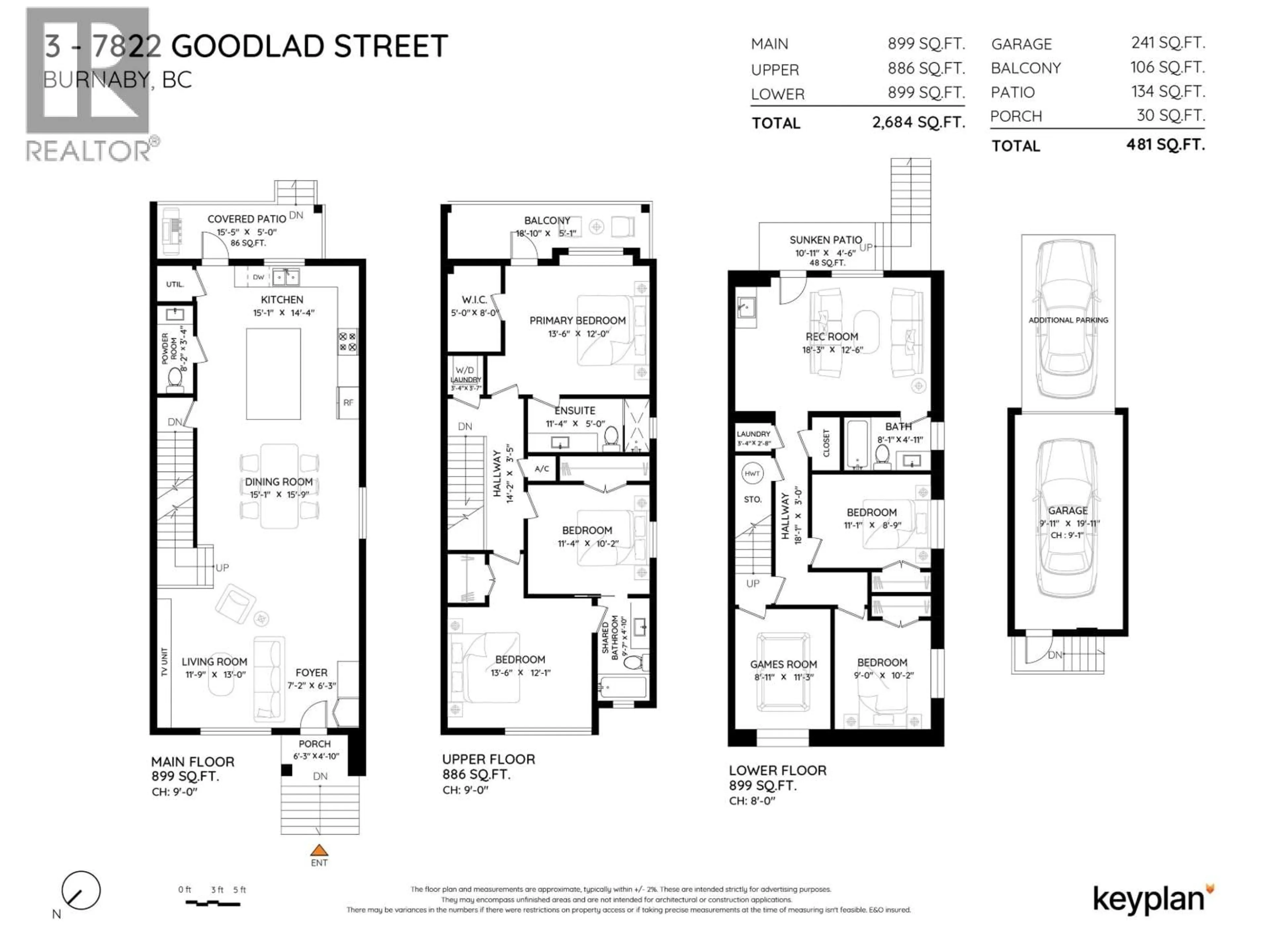 Floor plan for 3 - 7822 GOODLAD STREET, Burnaby British Columbia V5E2H6