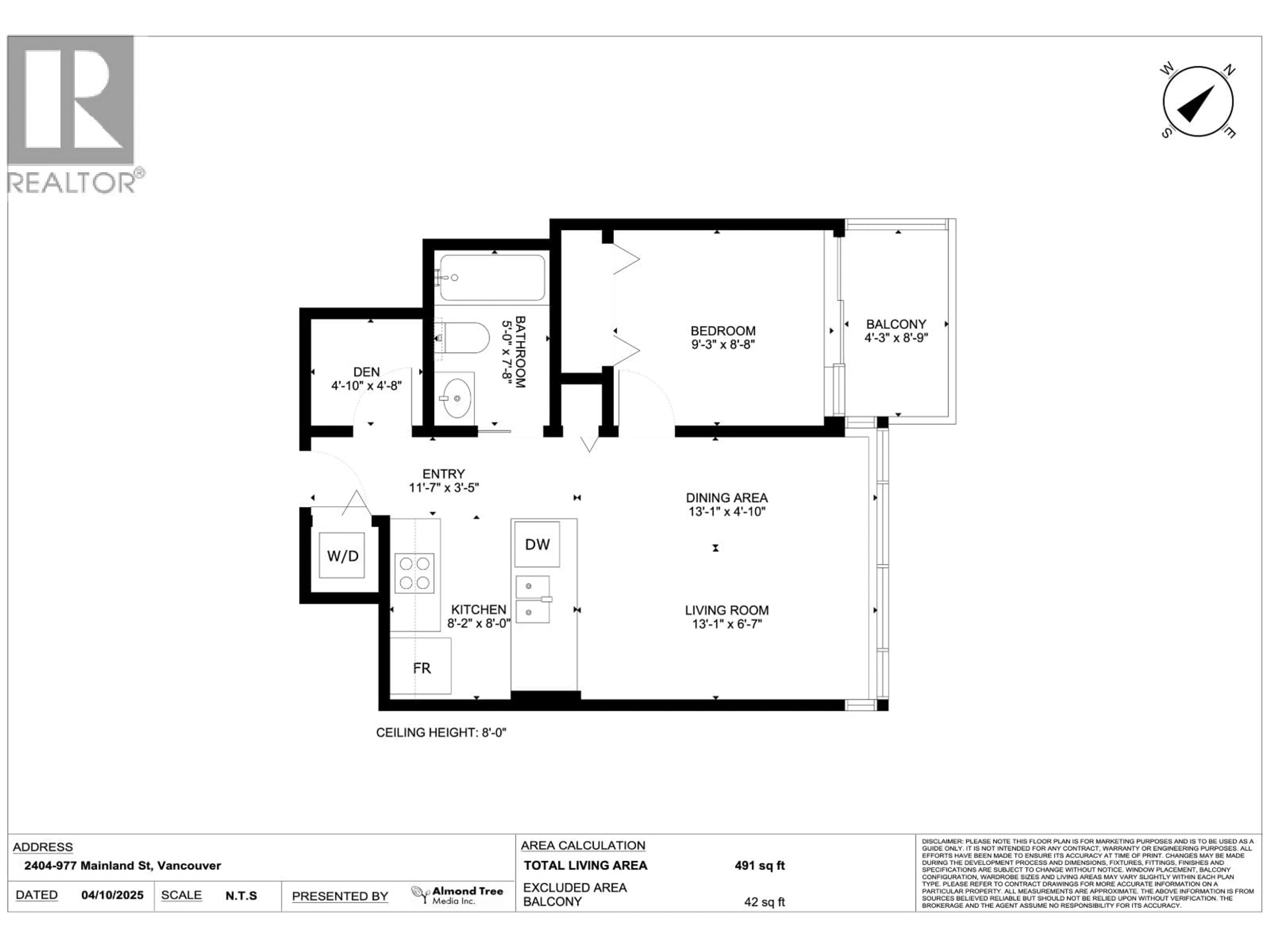 Floor plan for 2404 - 977 MAINLAND STREET, Vancouver British Columbia V6B1T2