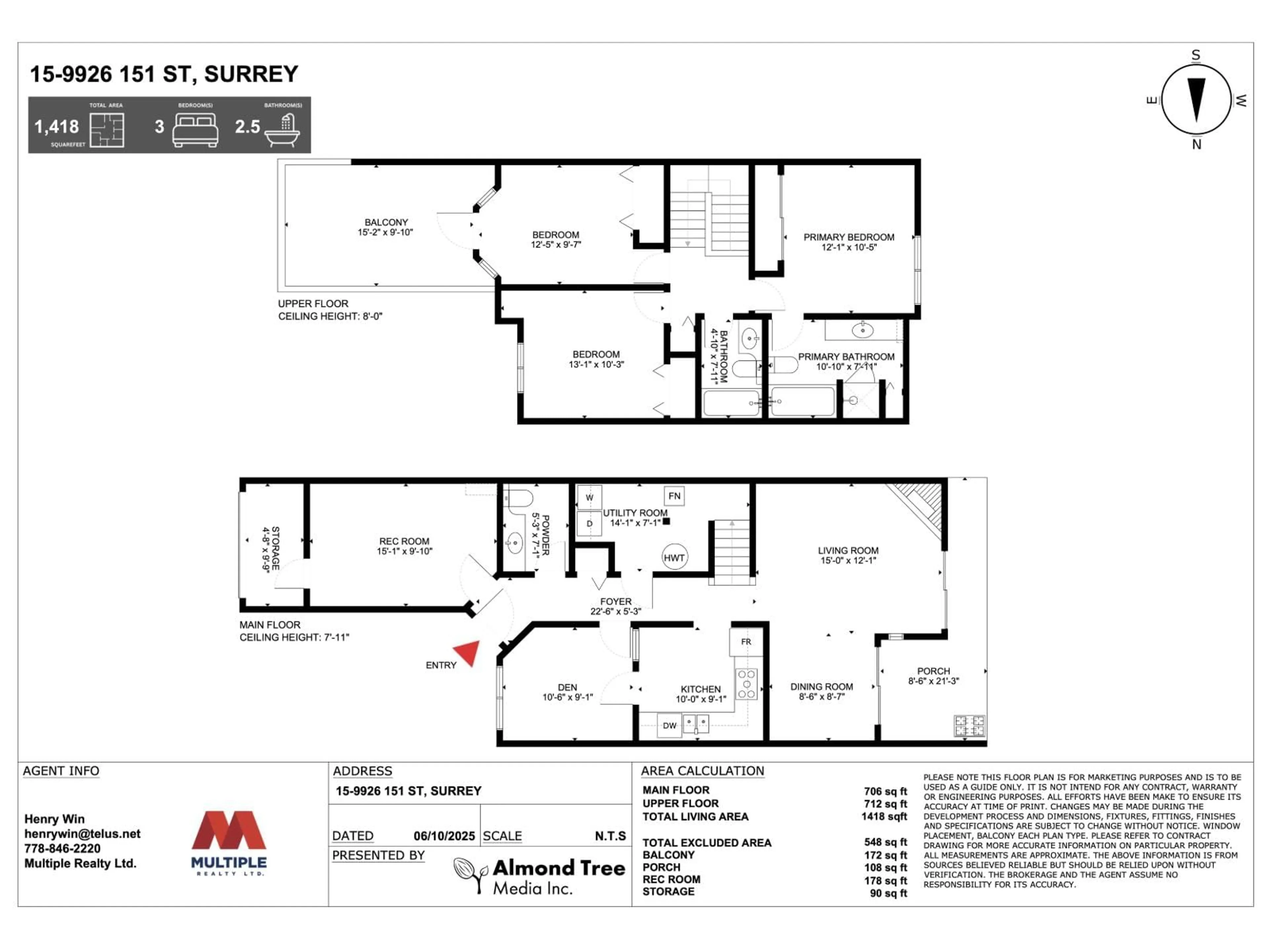 Floor plan for 15 - 9926 151, Surrey British Columbia V3R8C9