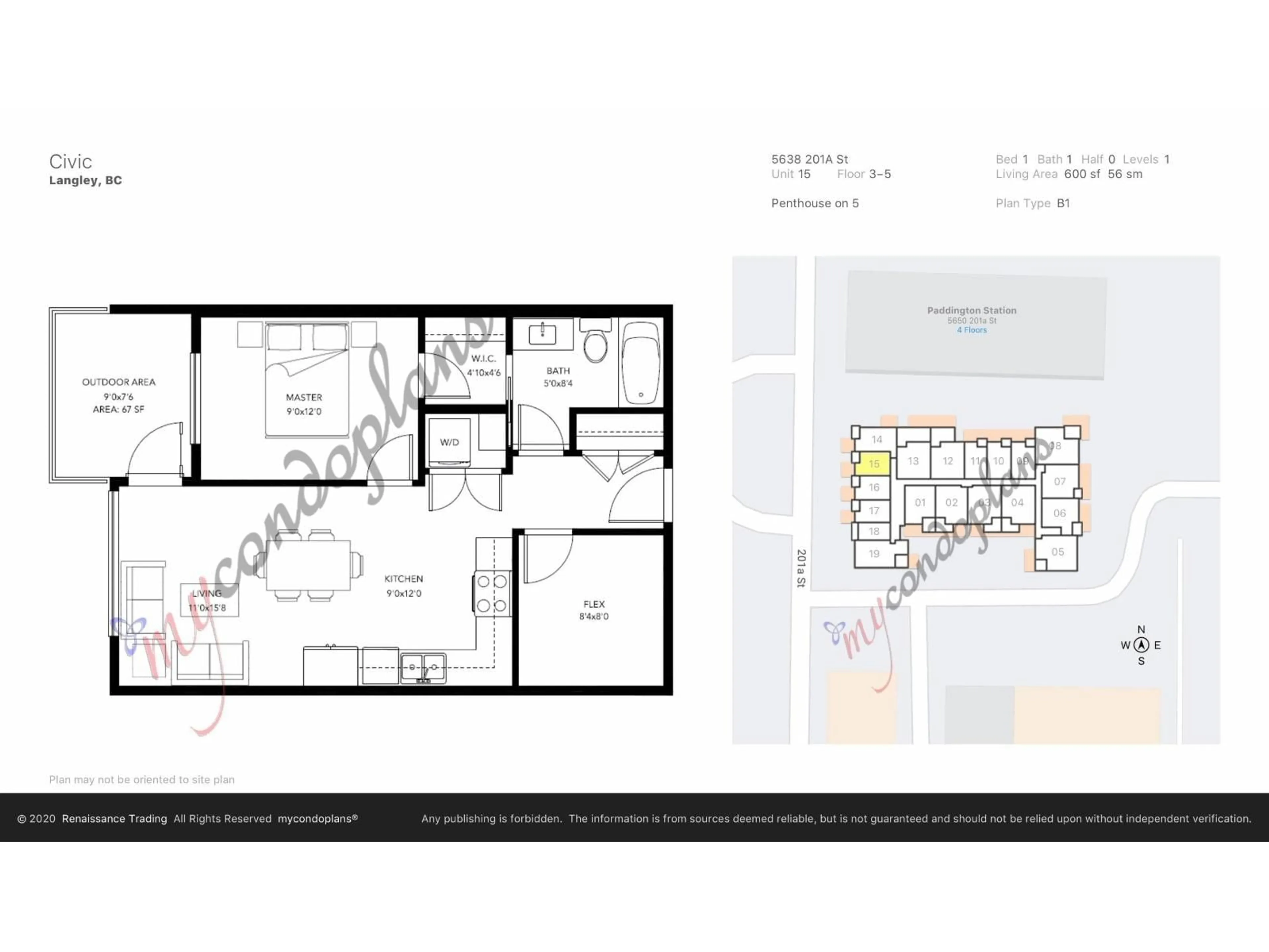 Floor plan for 515 - 5638 201A, Langley British Columbia V3A0L8