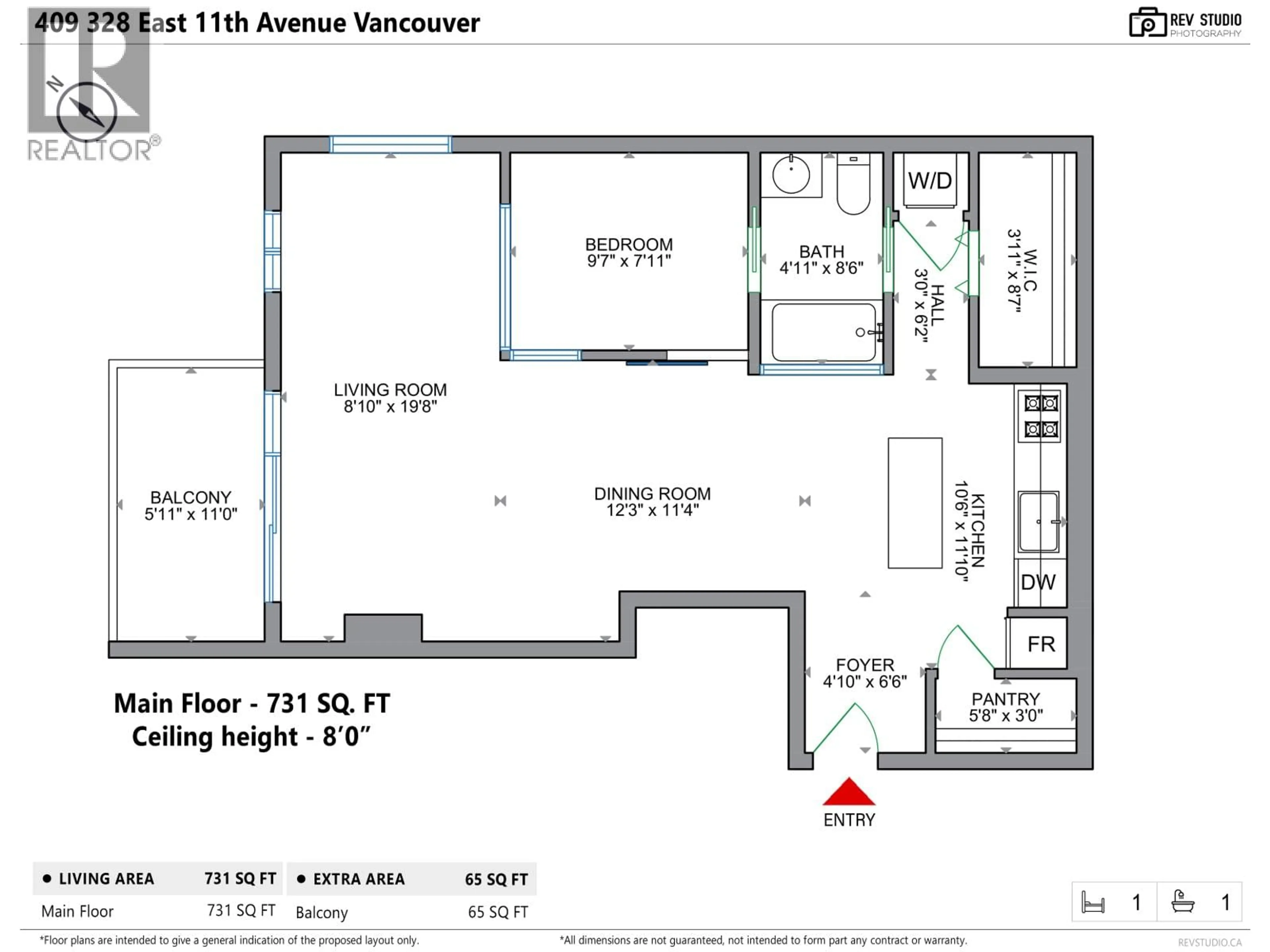 Floor plan for 409 - 328 11TH AVENUE, Vancouver British Columbia V5T4W1