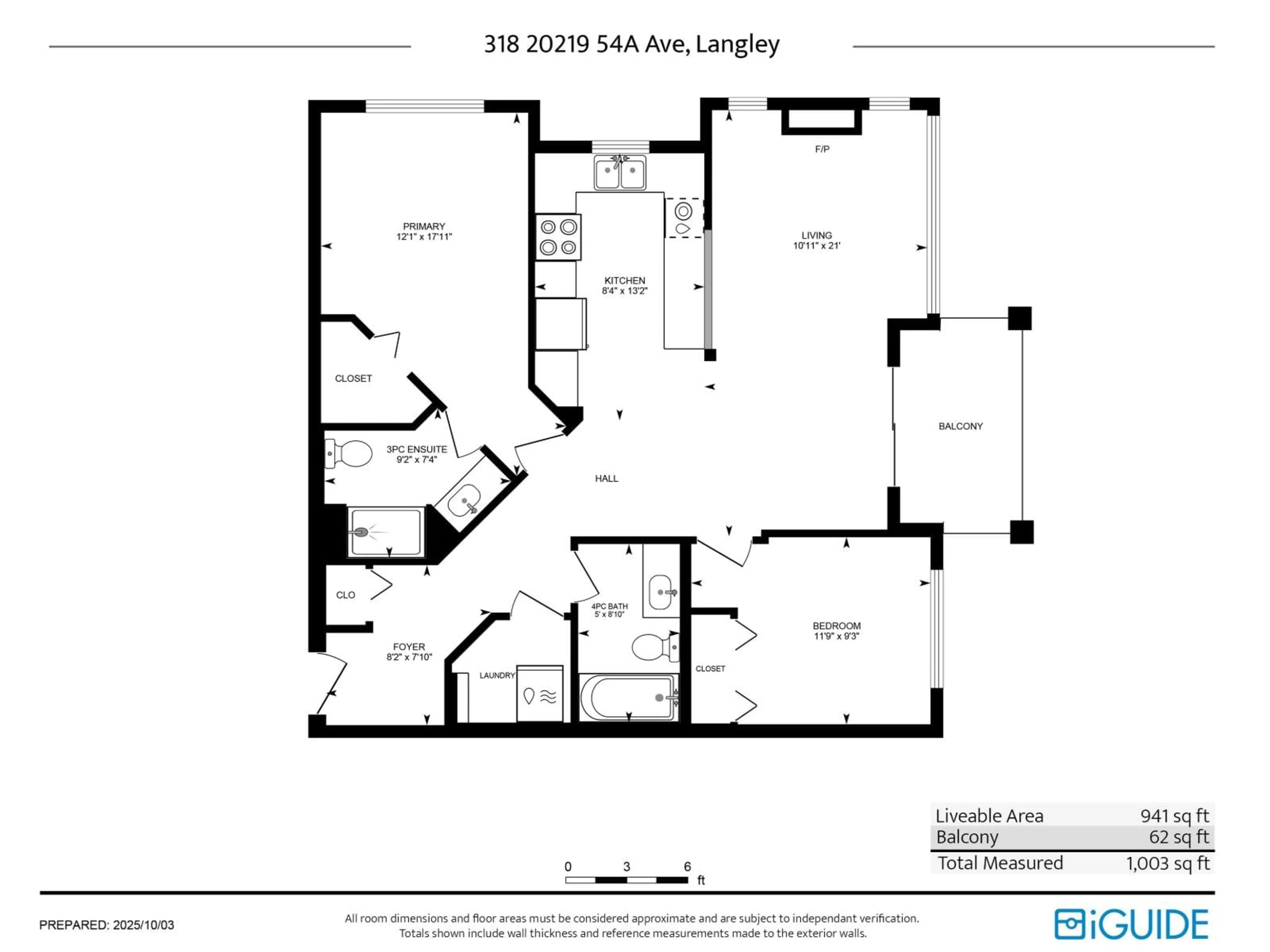 Floor plan for 318 - 20219 54A, Langley British Columbia V3A0C7