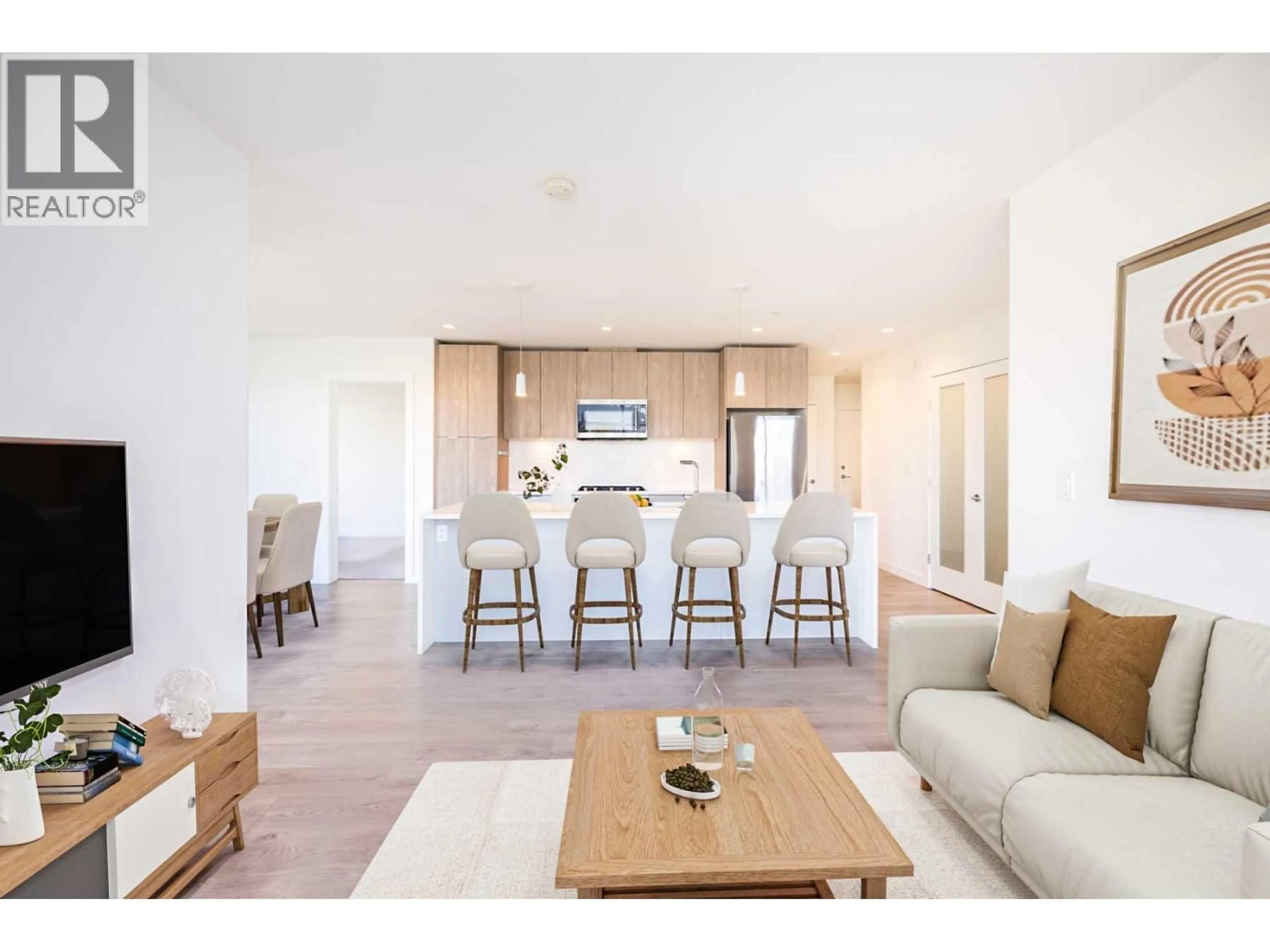 Open concept kitchen, wood/laminate floor for 416 - 108 8TH STREET, North Vancouver British Columbia V7L0H1