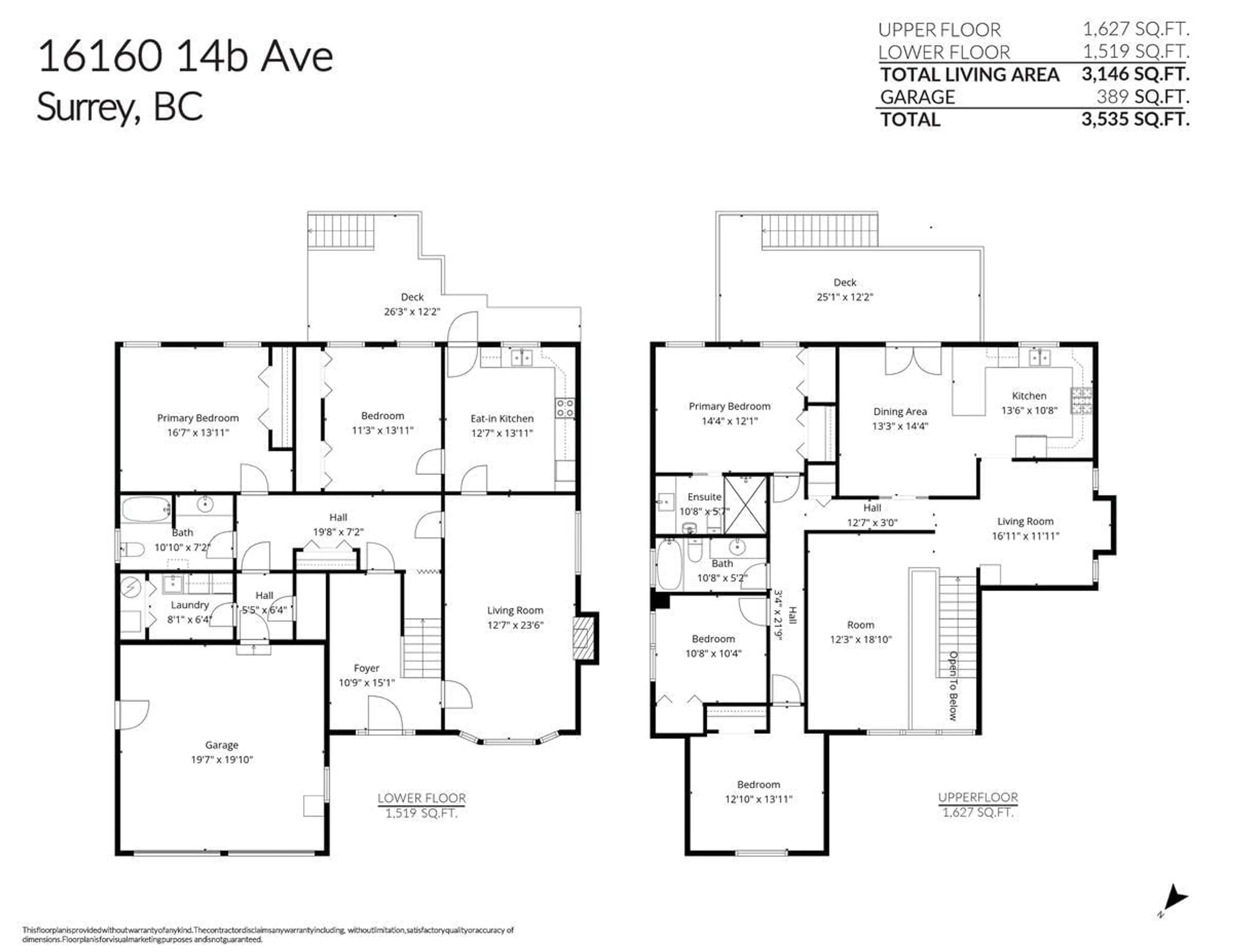 Floor plan for 16160 14B, Surrey British Columbia V4A9R3