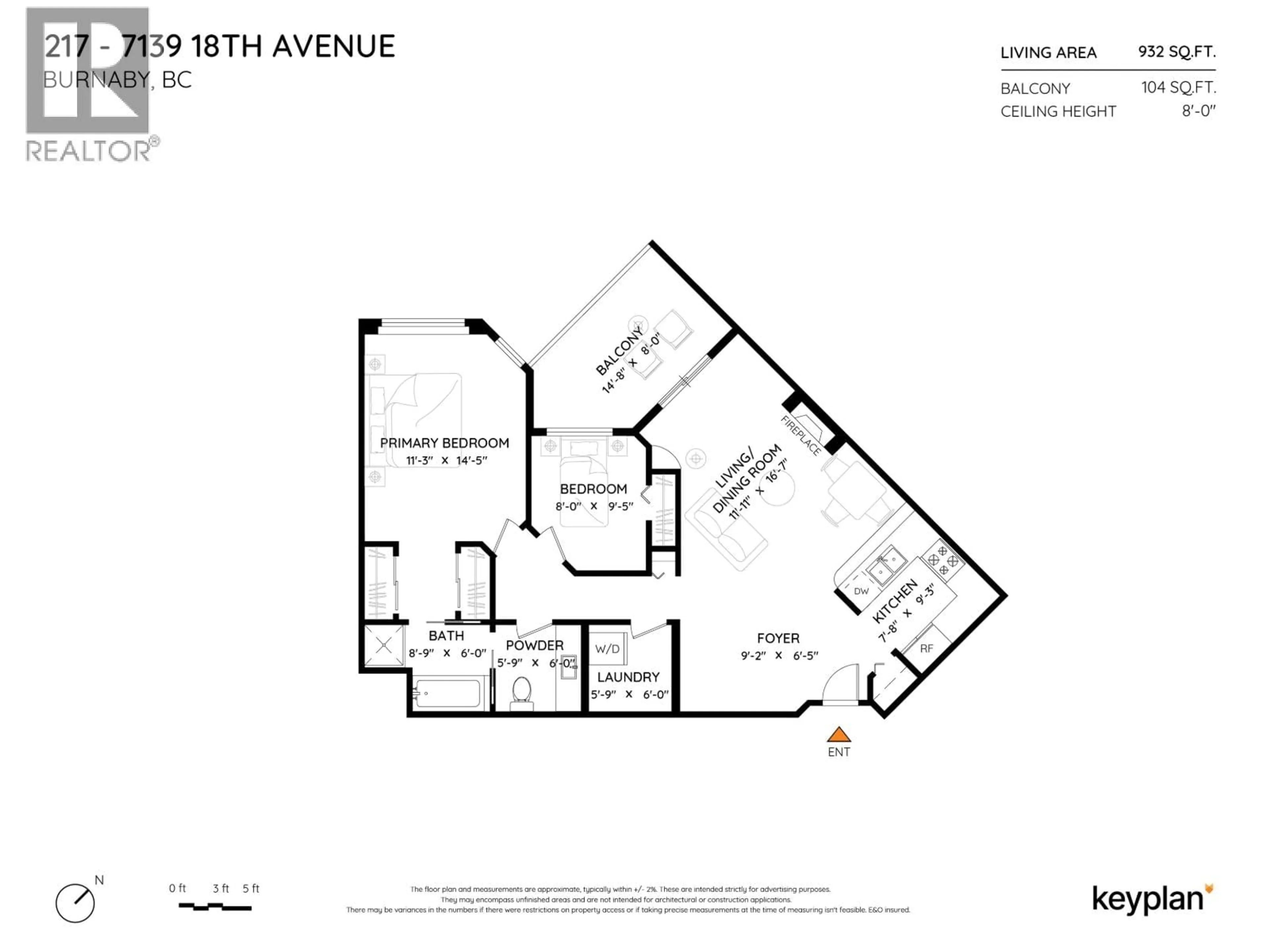Floor plan for 217 - 7139 18TH AVENUE, Burnaby British Columbia V3N4Z3