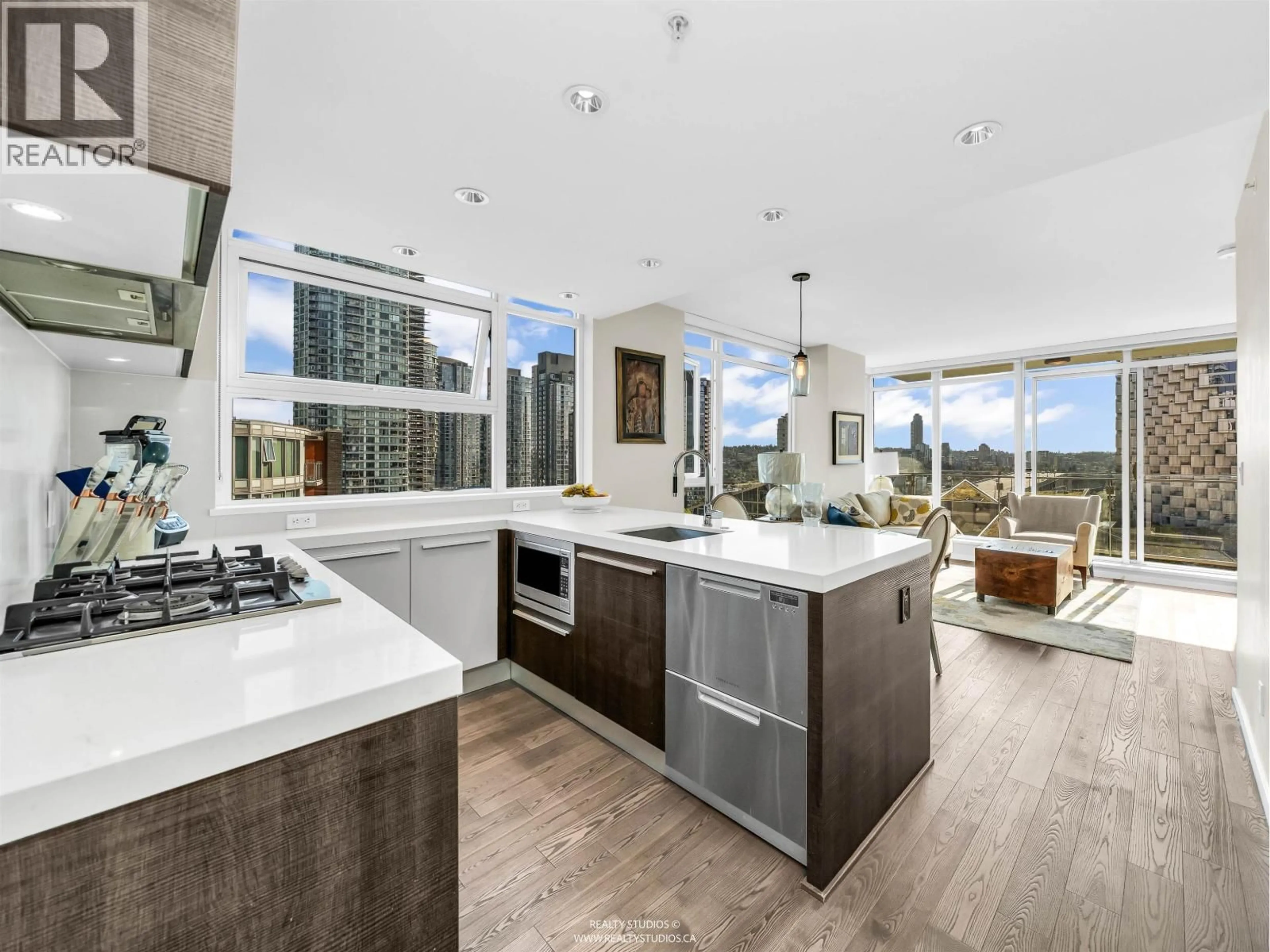 Open concept kitchen, ceramic/tile floor for 1107 - 1351 CONTINENTAL STREET, Vancouver British Columbia V6Z0C6