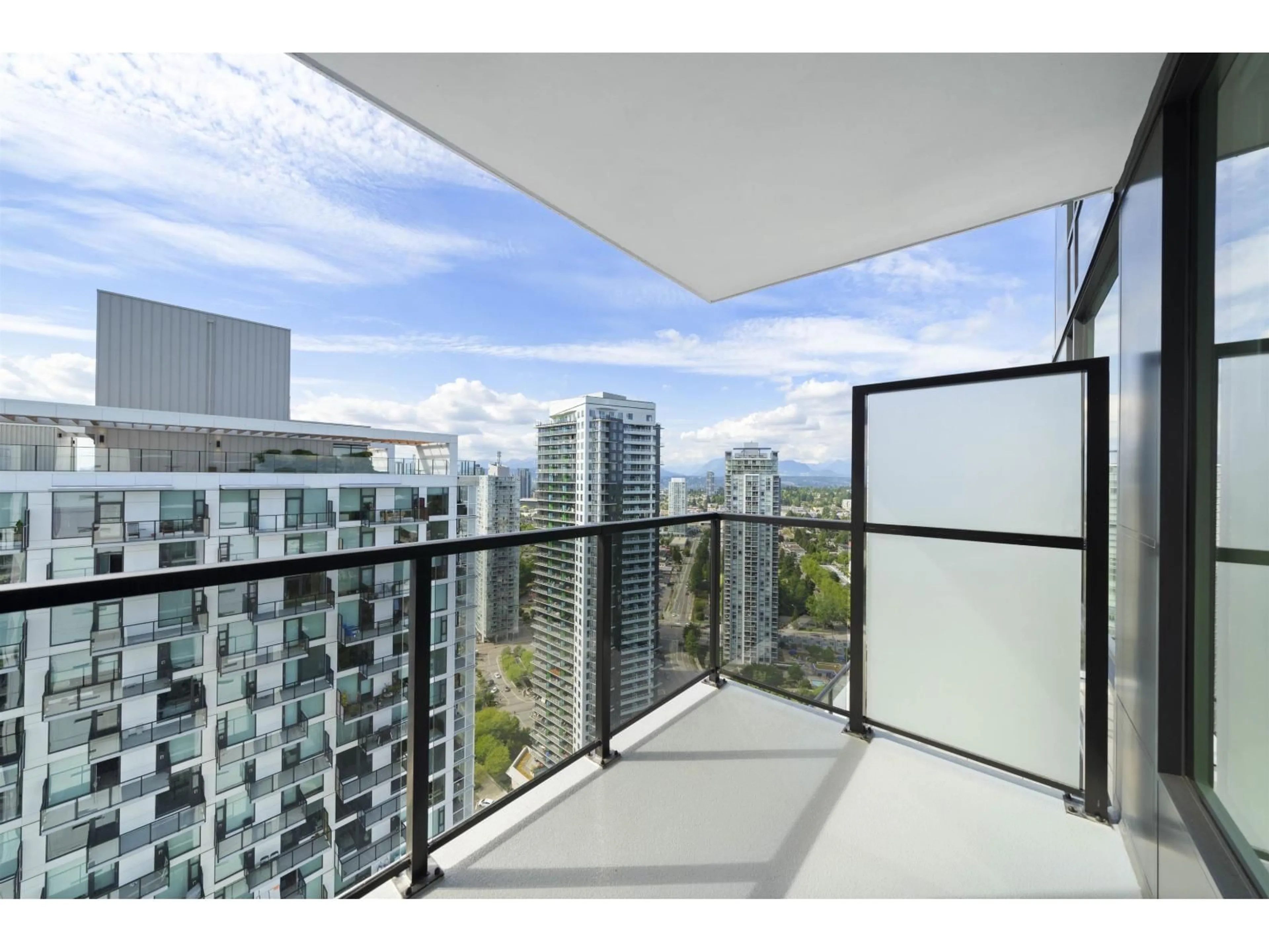 Balcony in the apartment, city buildings view from balcony for 3503 - 13745 GEORGE JUNCTION, Surrey British Columbia V3T4Y3