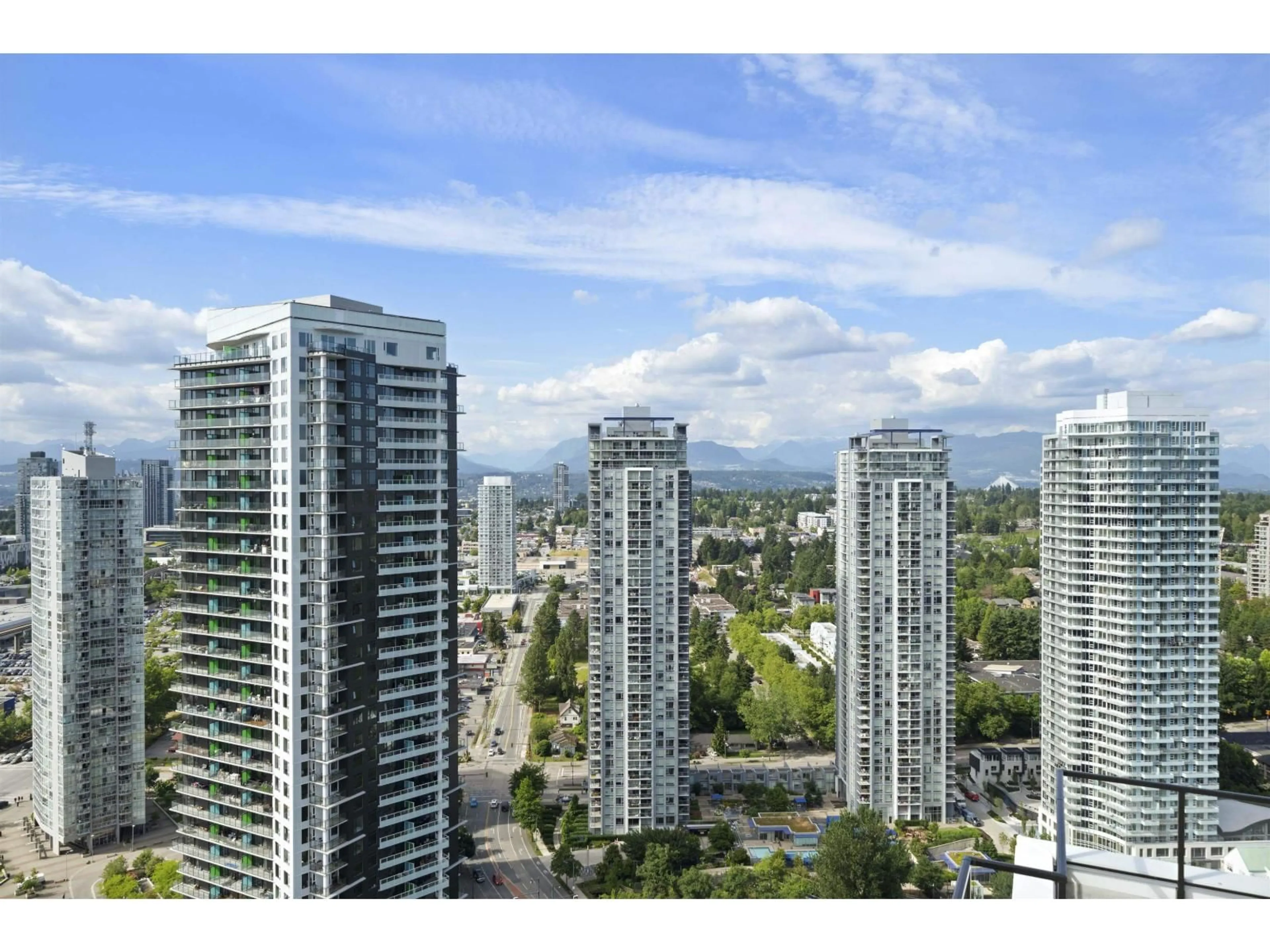 A pic from outside/outdoor area/front of a property/back of a property/a pic from drone, city buildings view from balcony for 3503 - 13745 GEORGE JUNCTION, Surrey British Columbia V3T4Y3