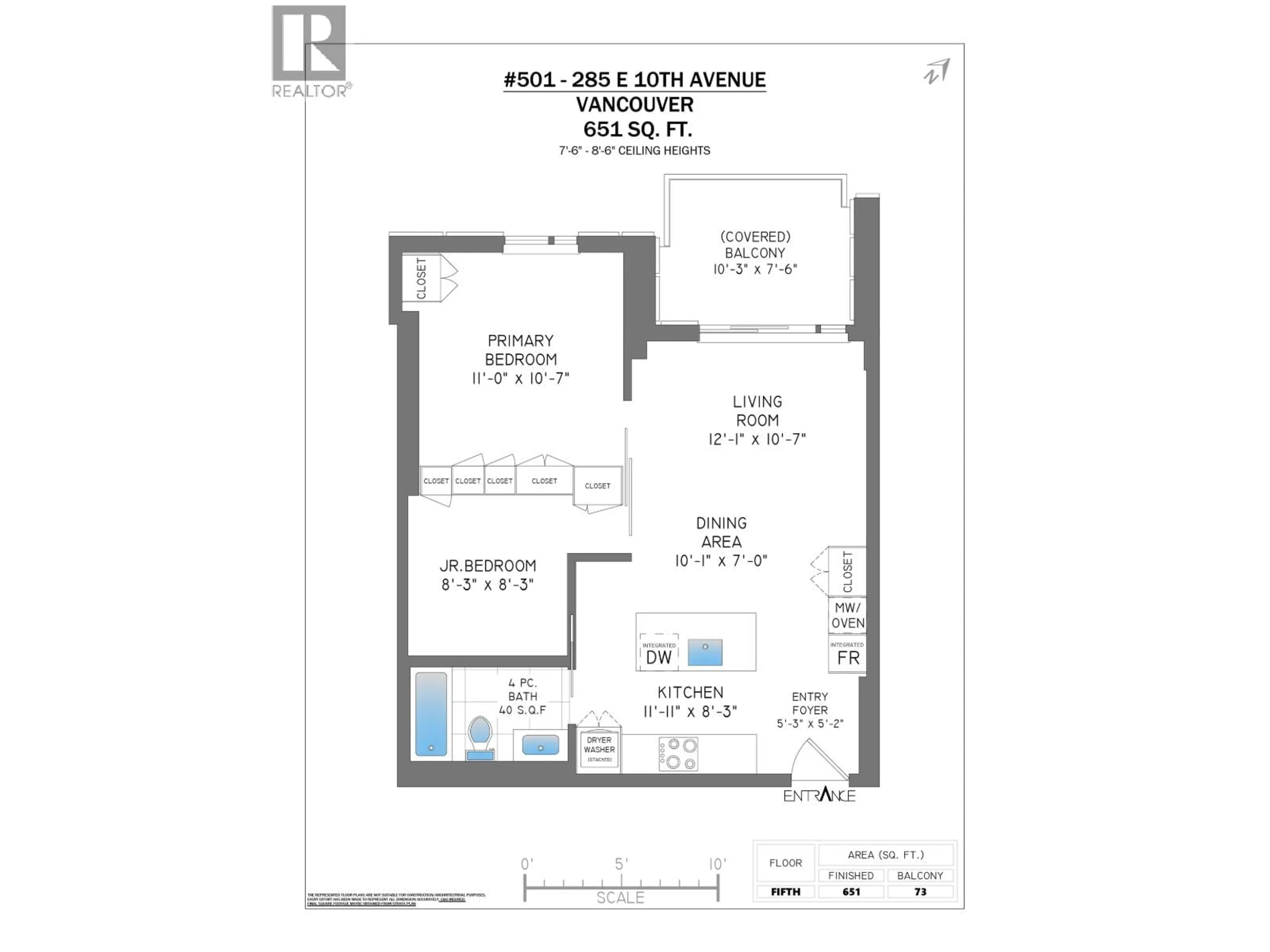 Floor plan for 501 - 285 10TH AVENUE, Vancouver British Columbia V5T0H6