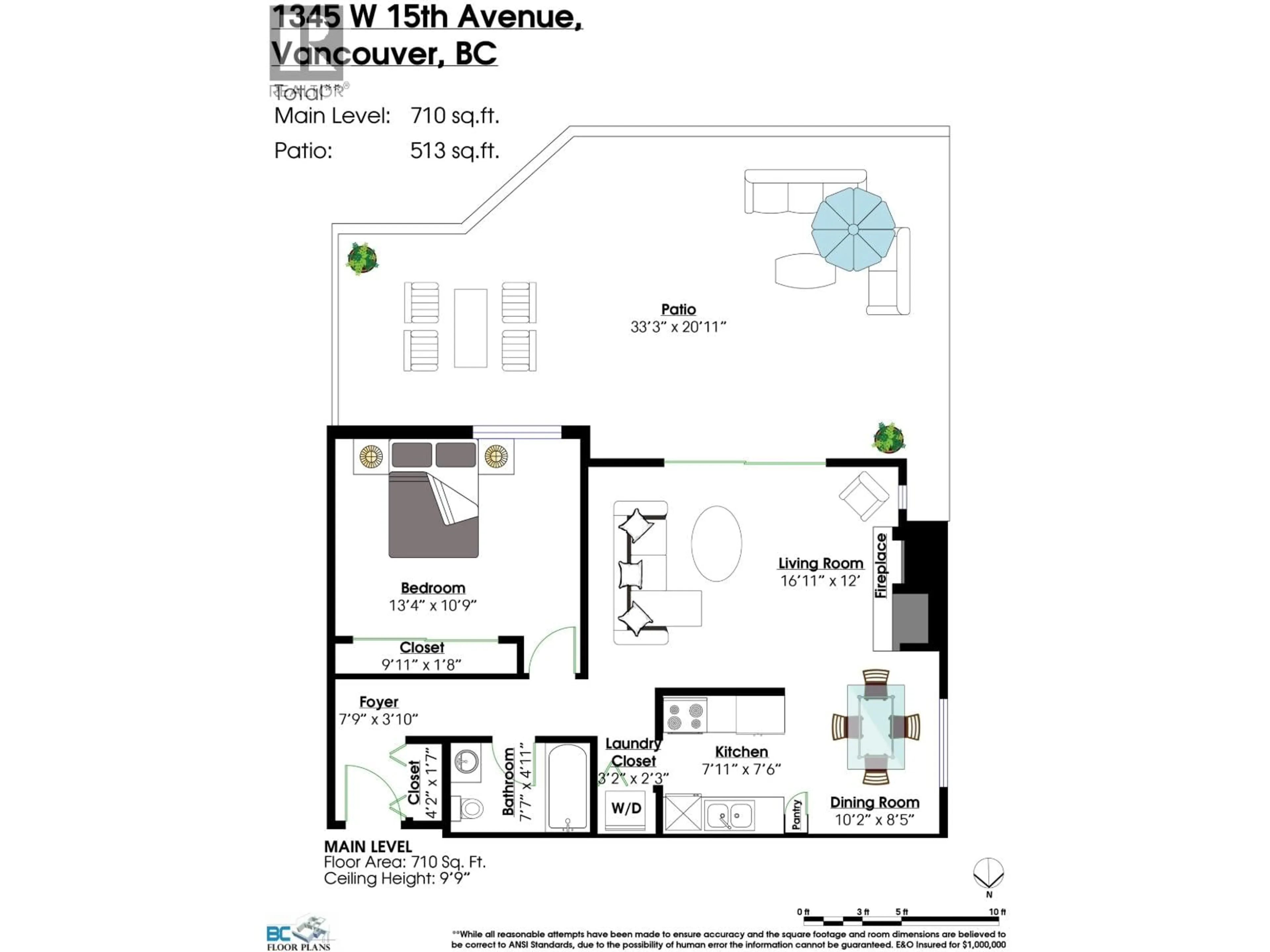 Floor plan for 204 - 1345 15TH AVENUE, Vancouver British Columbia V6H3R3