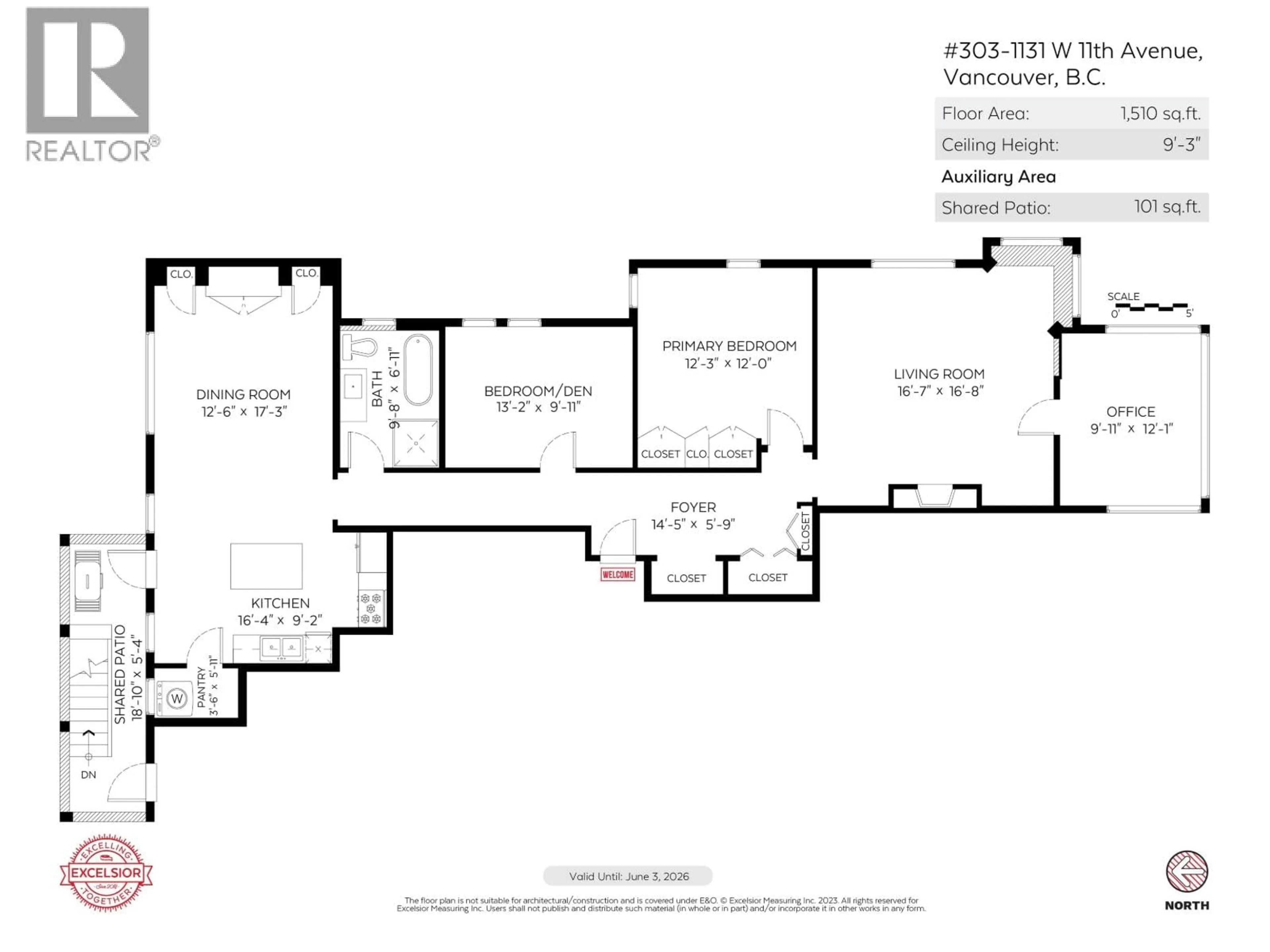 Floor plan for 303 - 1131 11TH AVENUE, Vancouver British Columbia V6H1K4