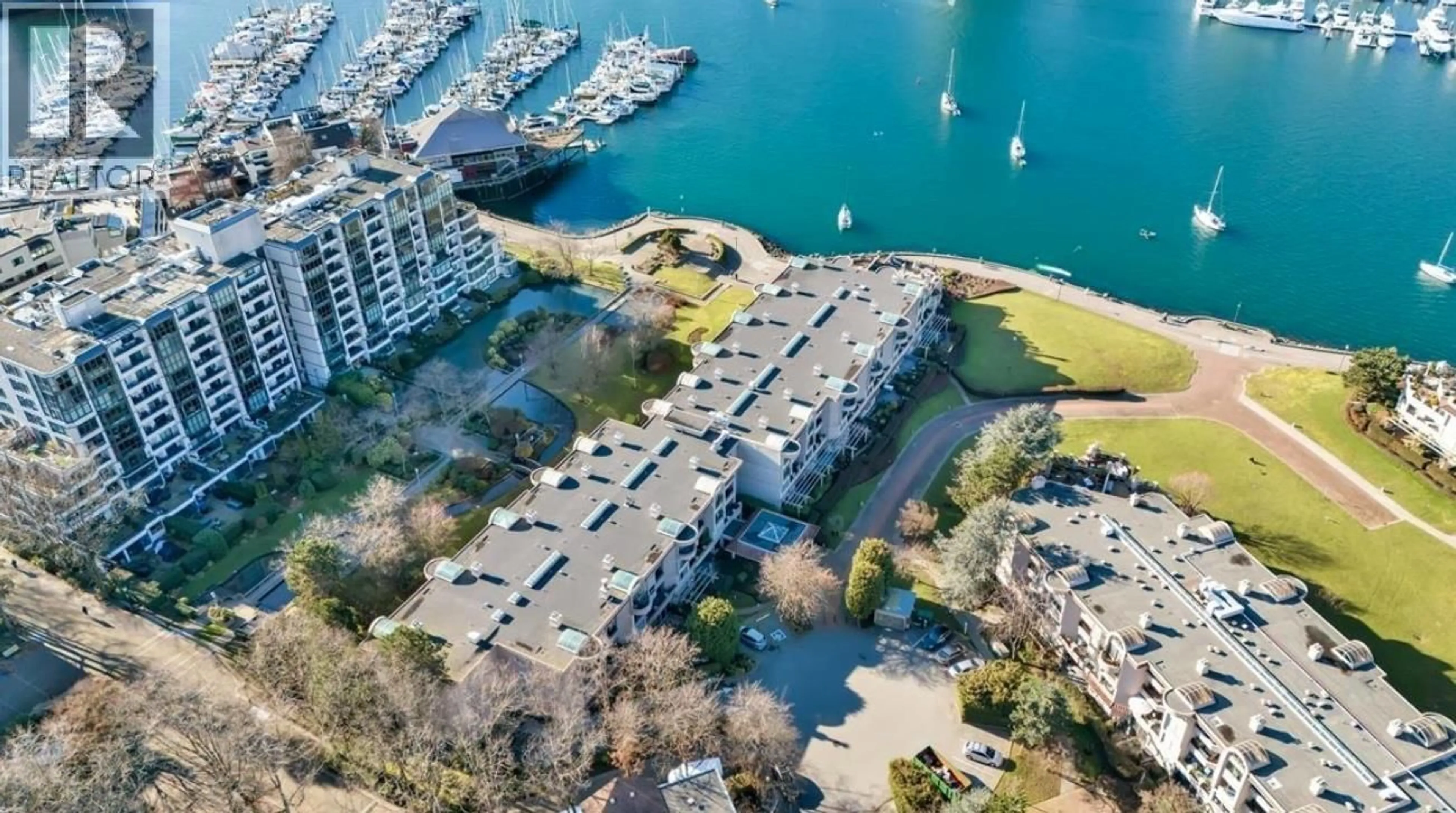 A pic from outside/outdoor area/front of a property/back of a property/a pic from drone, water/lake/river/ocean view for 202 - 525 WHEELHOUSE SQUARE, Vancouver British Columbia V5Z4L8