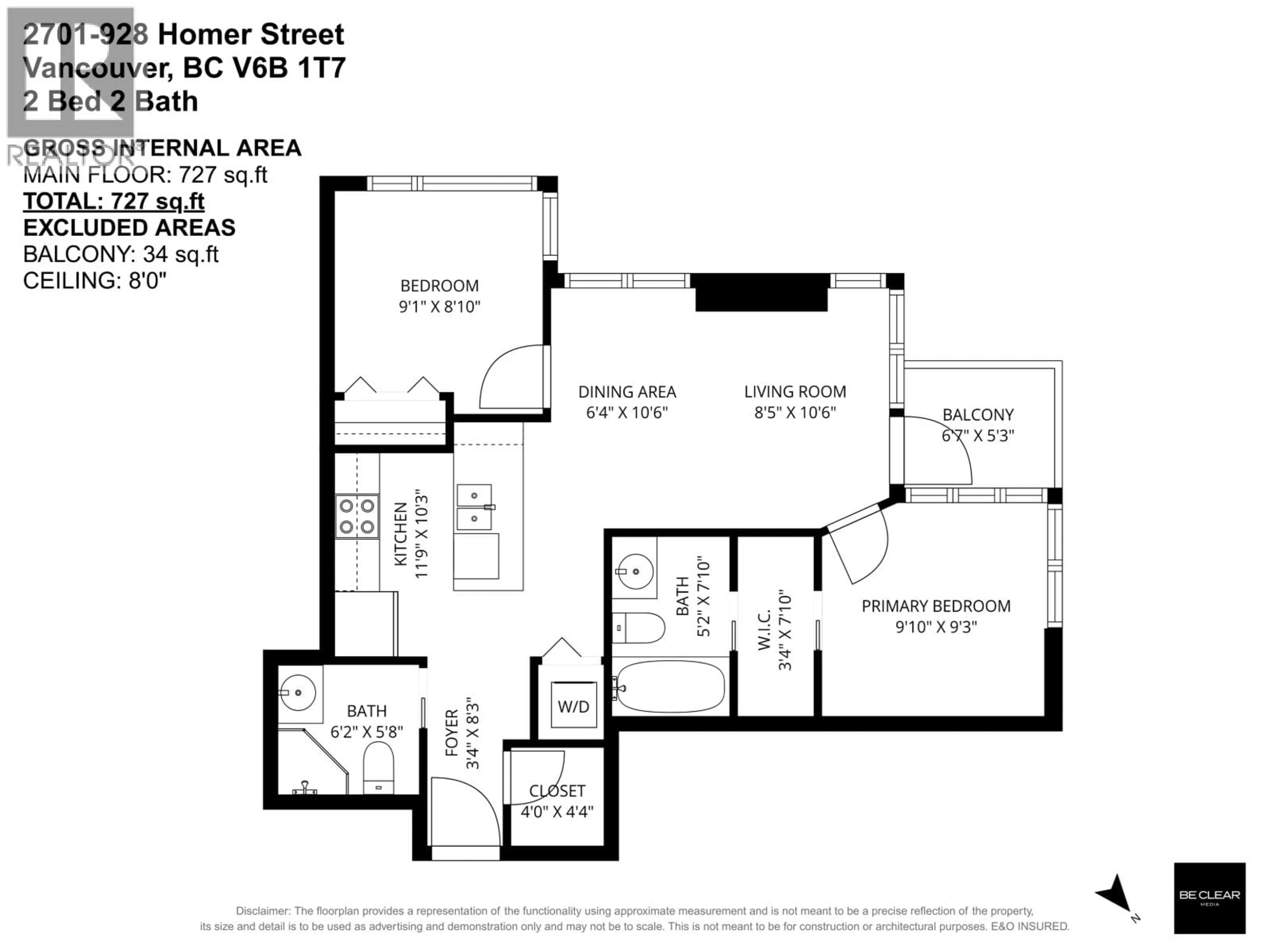 Floor plan for 2701 - 928 HOMER STREET, Vancouver British Columbia V6B1T7