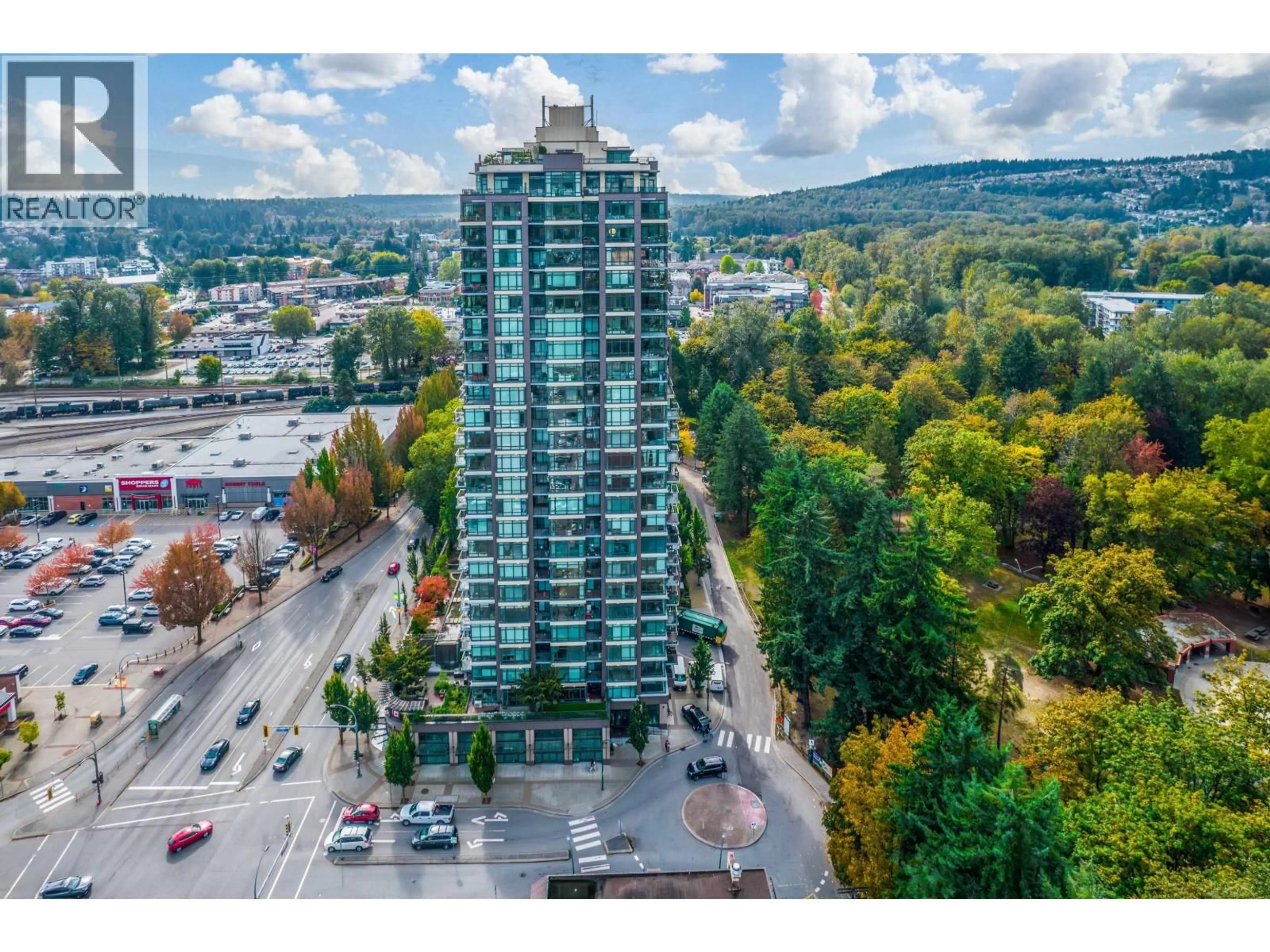 A pic from outside/outdoor area/front of a property/back of a property/a pic from drone, city buildings view from balcony for 1205 - 2789 SHAUGHNESSY STREET, Port Coquitlam British Columbia V3C0C3