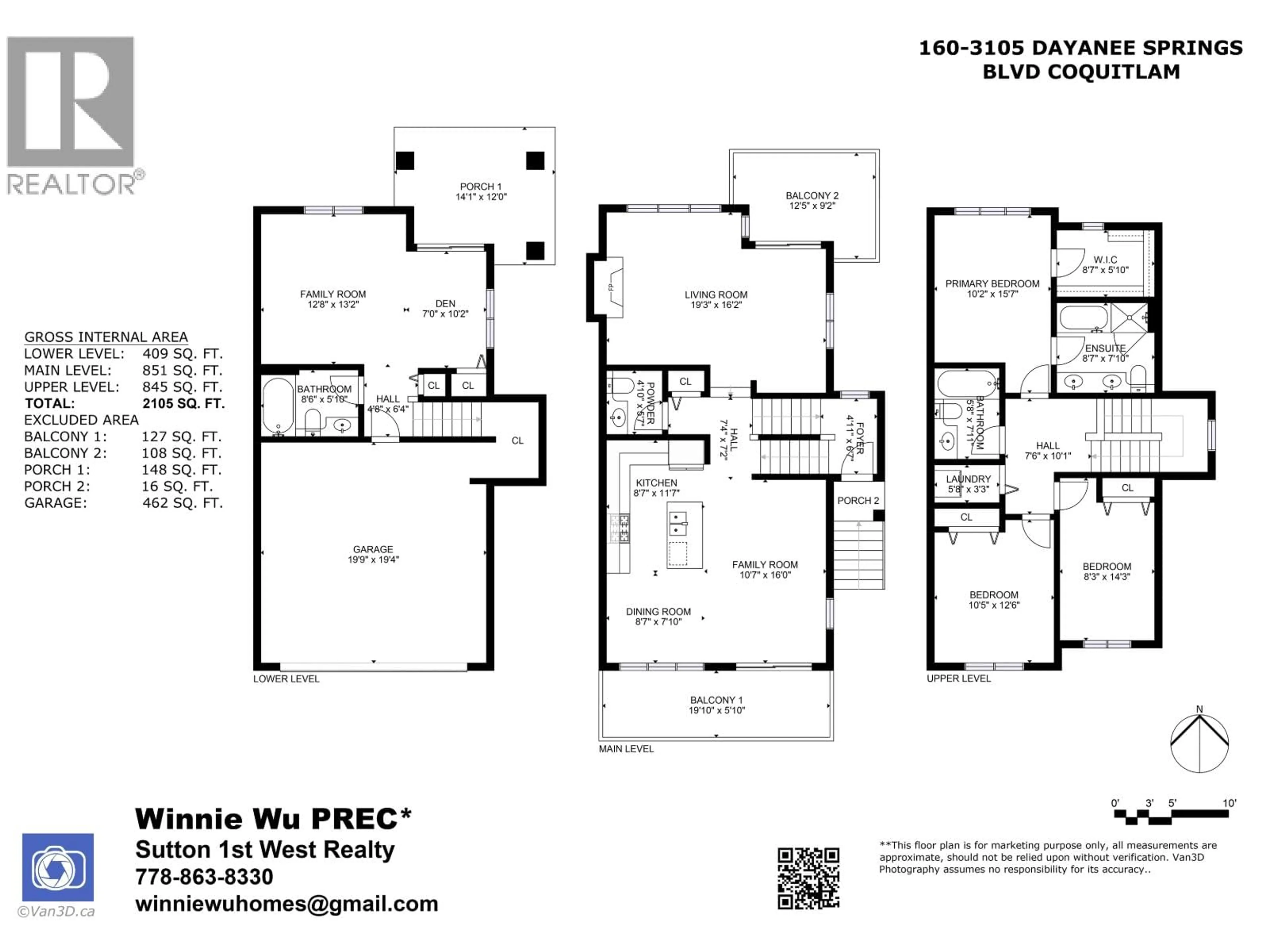 Floor plan for 160 - 3105 DAYANEE SPRINGS BOULEVARD, Coquitlam British Columbia V3E0C2