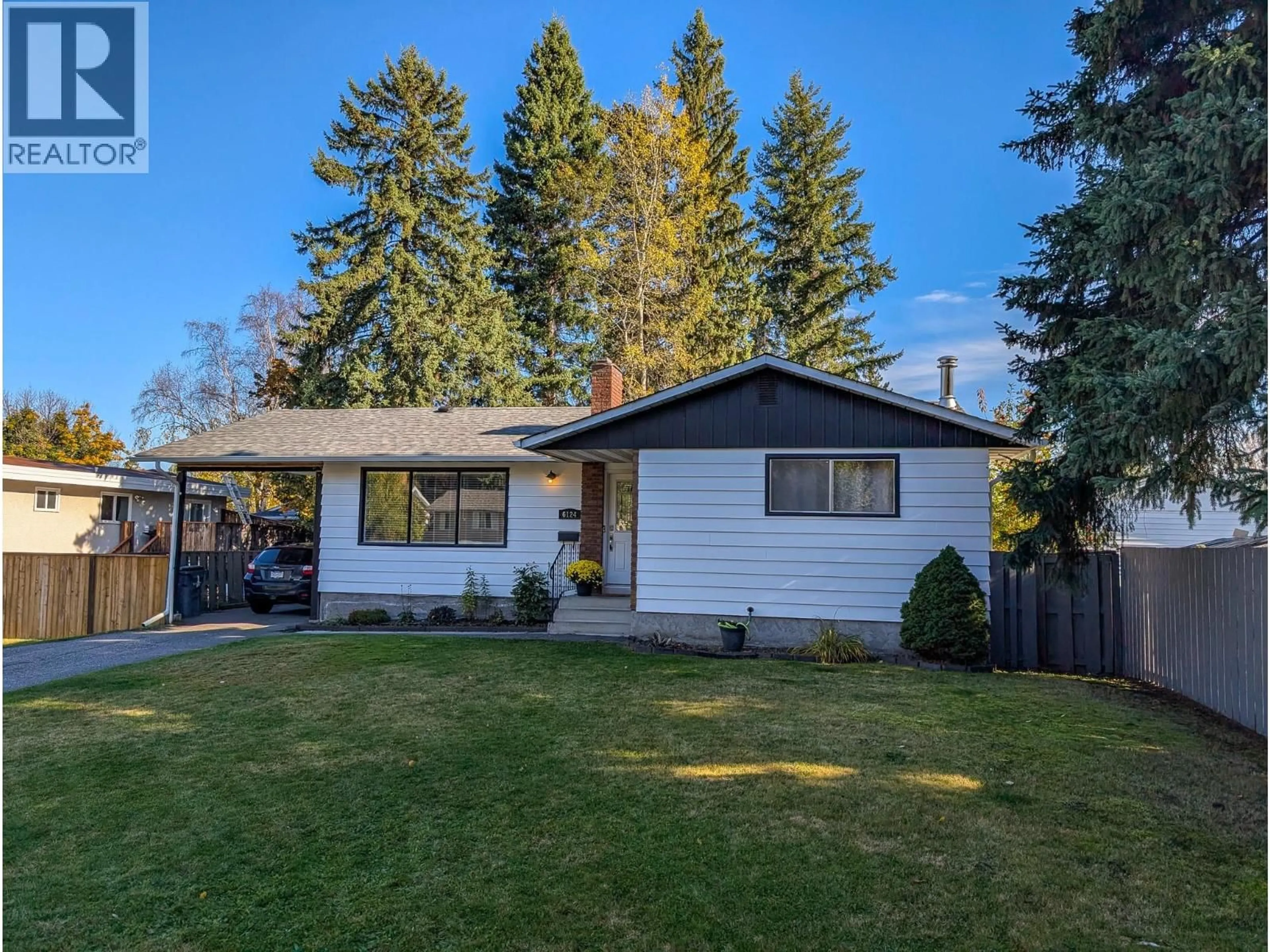 Home with vinyl exterior material, street for 6124 CALEDONIA CRESCENT, Prince George British Columbia V2N2H4