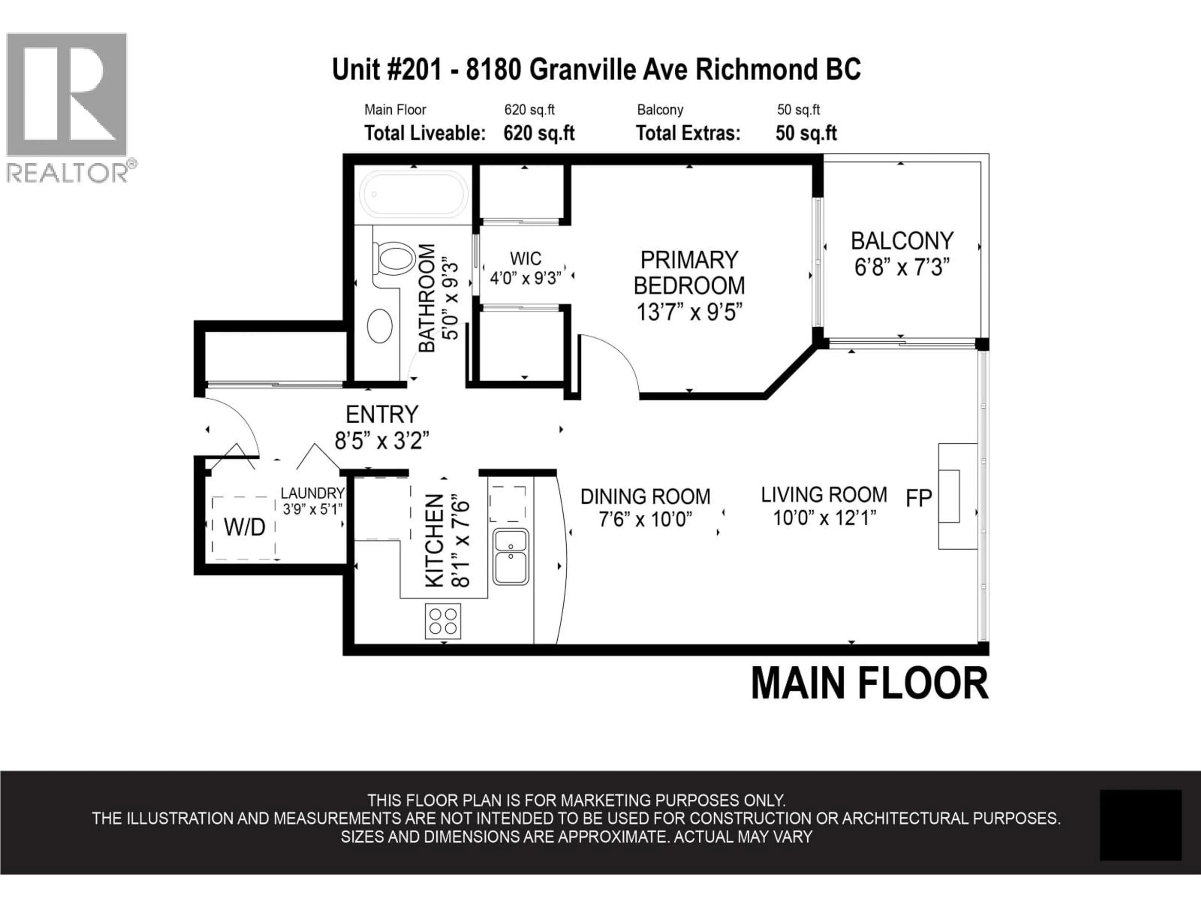 Floor plan for 201 - 8180 GRANVILLE AVENUE, Richmond British Columbia V6Y4G1