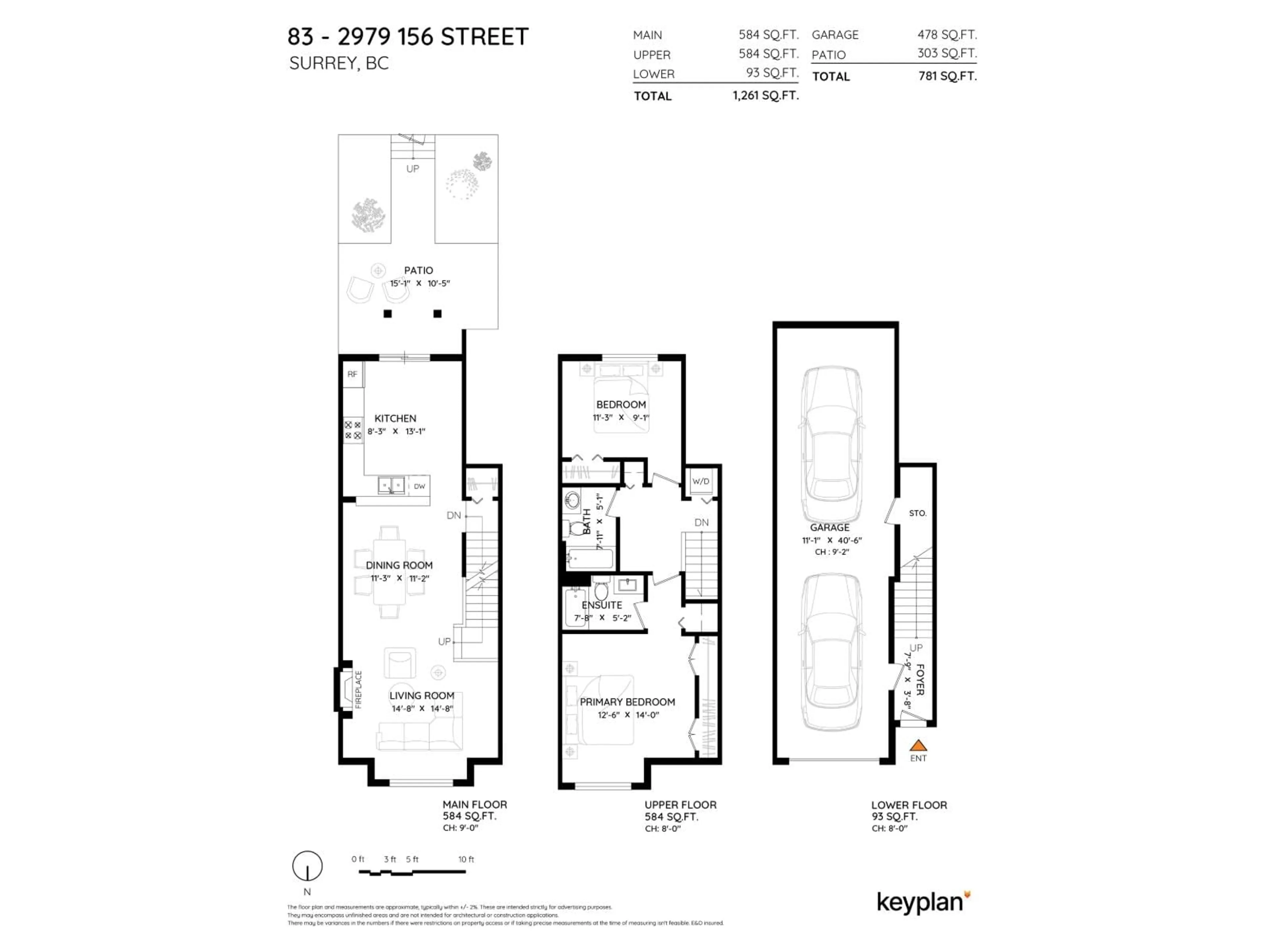 Floor plan for 83 - 2979 156, Surrey British Columbia V3Z8V8