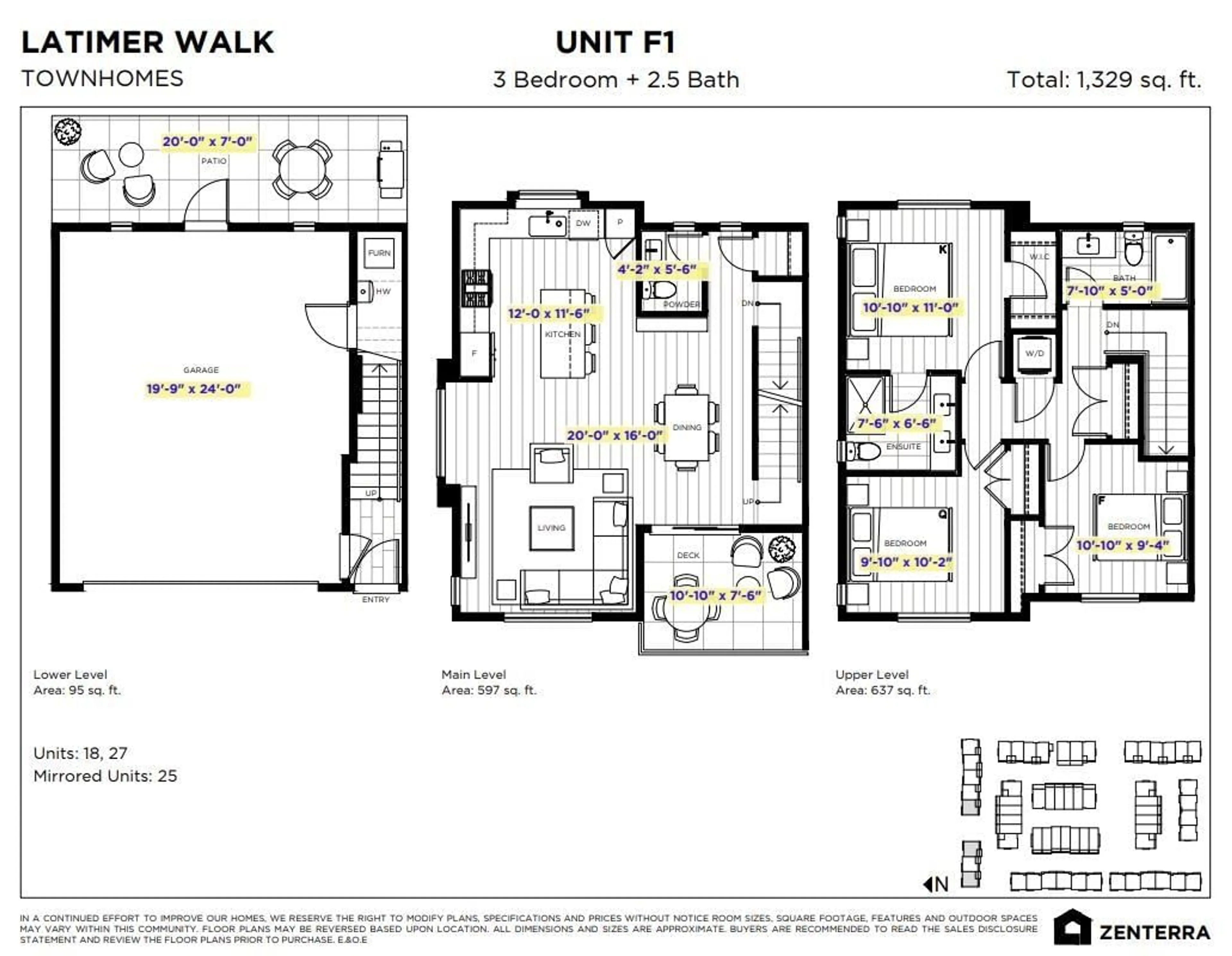 Floor plan for 18 - 7661 198B, Langley British Columbia V0V0V0