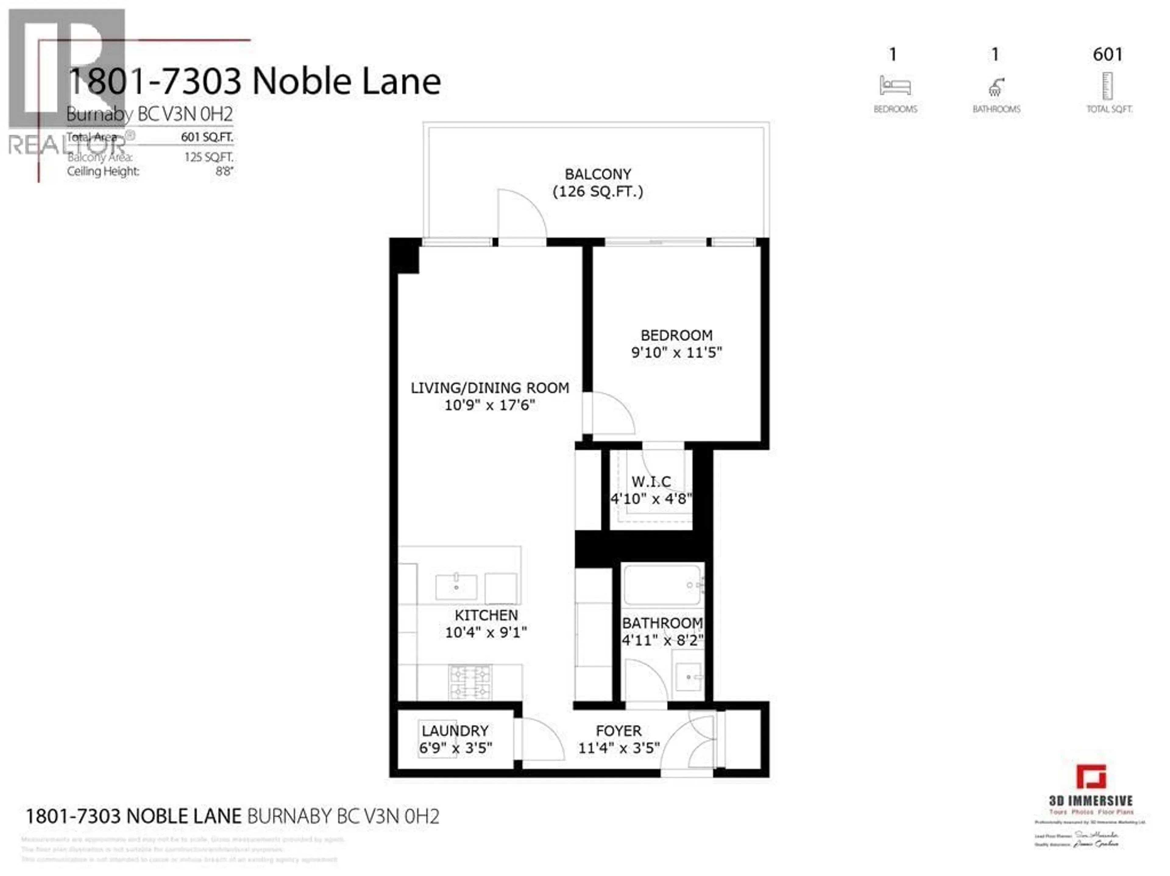 Floor plan for 1801 - 7303 NOBLE LANE, Burnaby British Columbia V3N0H2