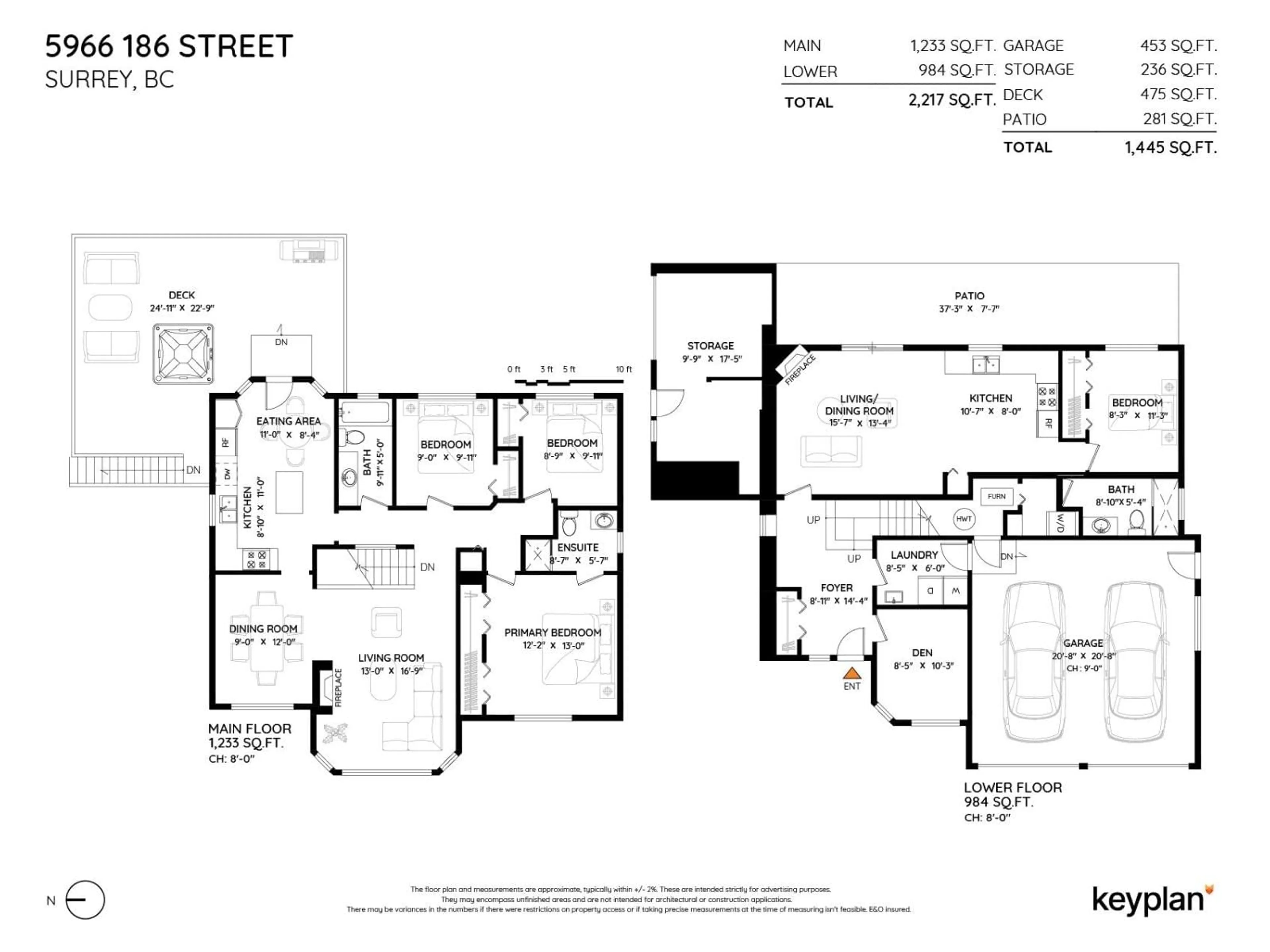 Floor plan for 5966 186, Surrey British Columbia V3S7Z8