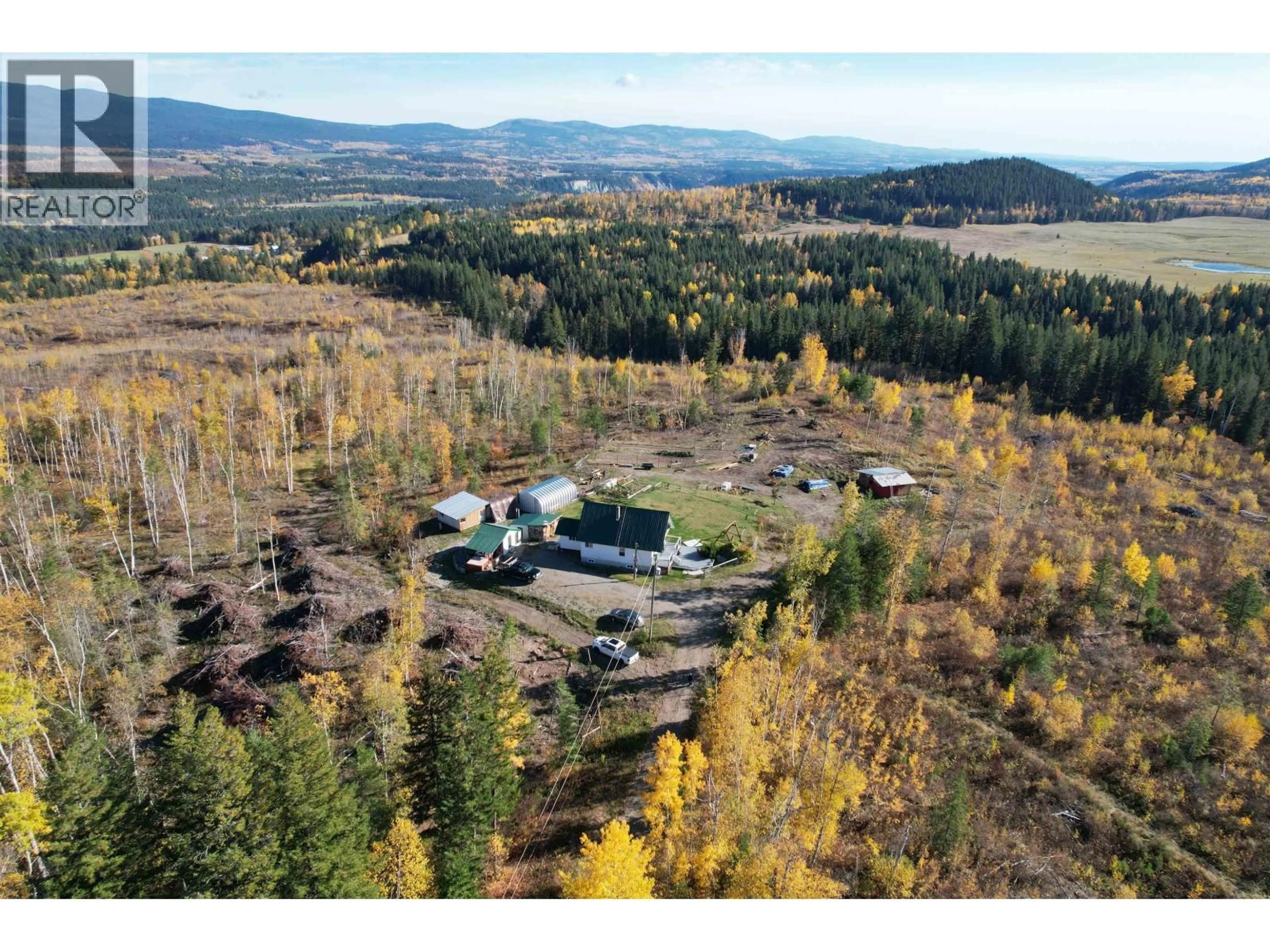 A pic from outside/outdoor area/front of a property/back of a property/a pic from drone, mountain view for 2061 HIGDON ROAD, Quesnel British Columbia V2J6J6