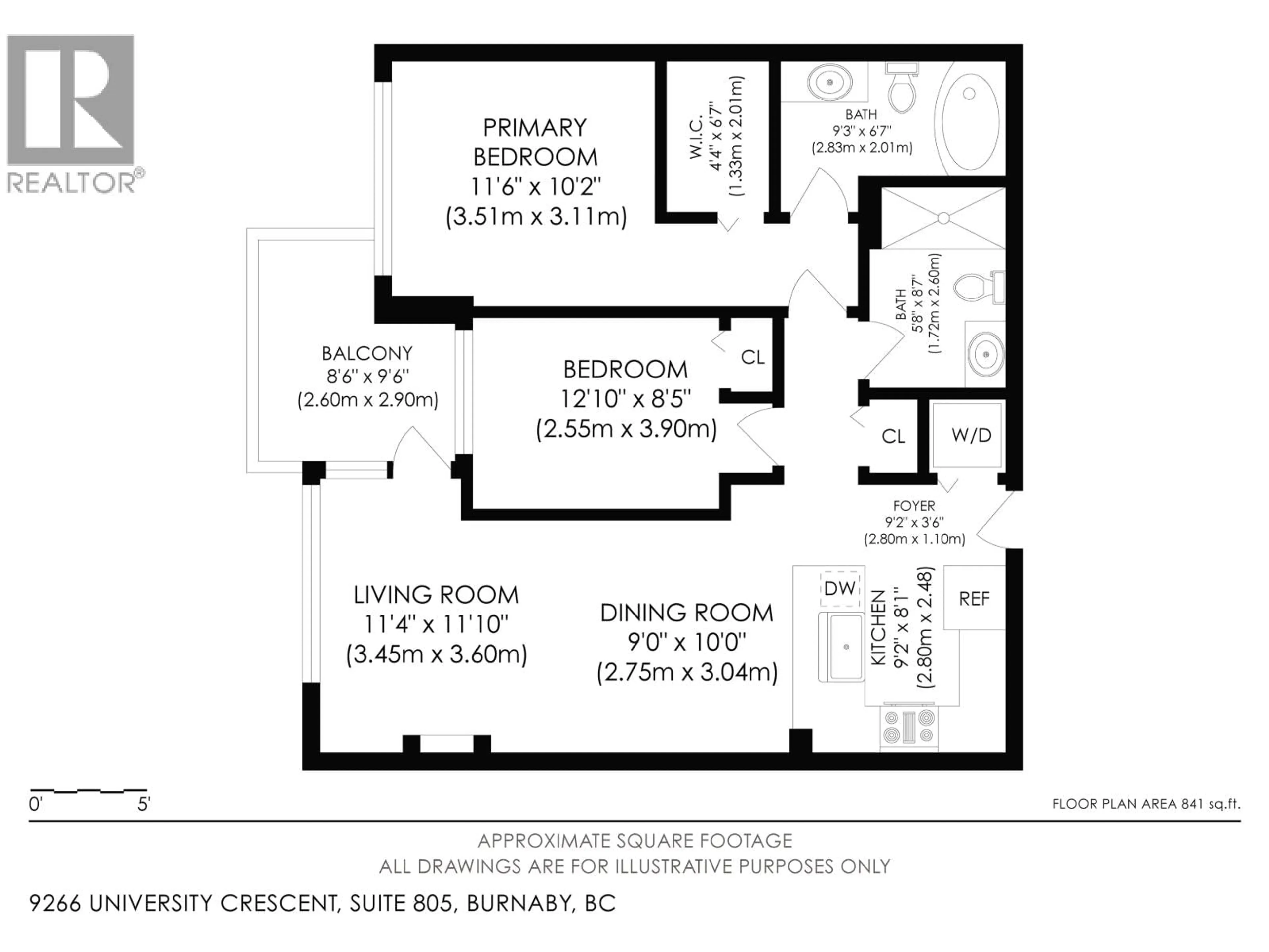 Floor plan for 805 - 9266 UNIVERSITY CRESCENT, Burnaby British Columbia V5A4Z1