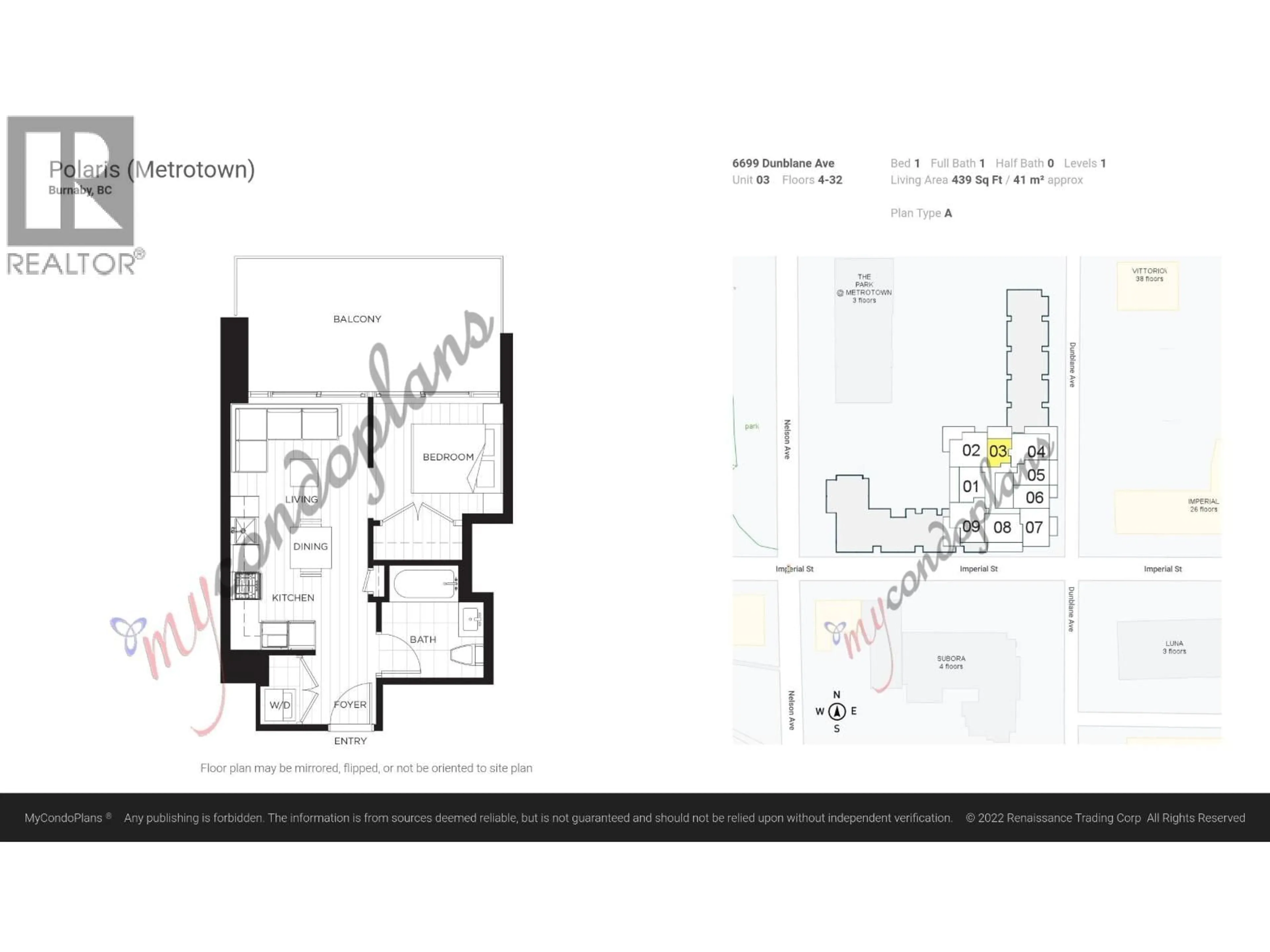 Floor plan for 2503 - 6699 DUNBLANE AVENUE, Burnaby British Columbia V5H0J8