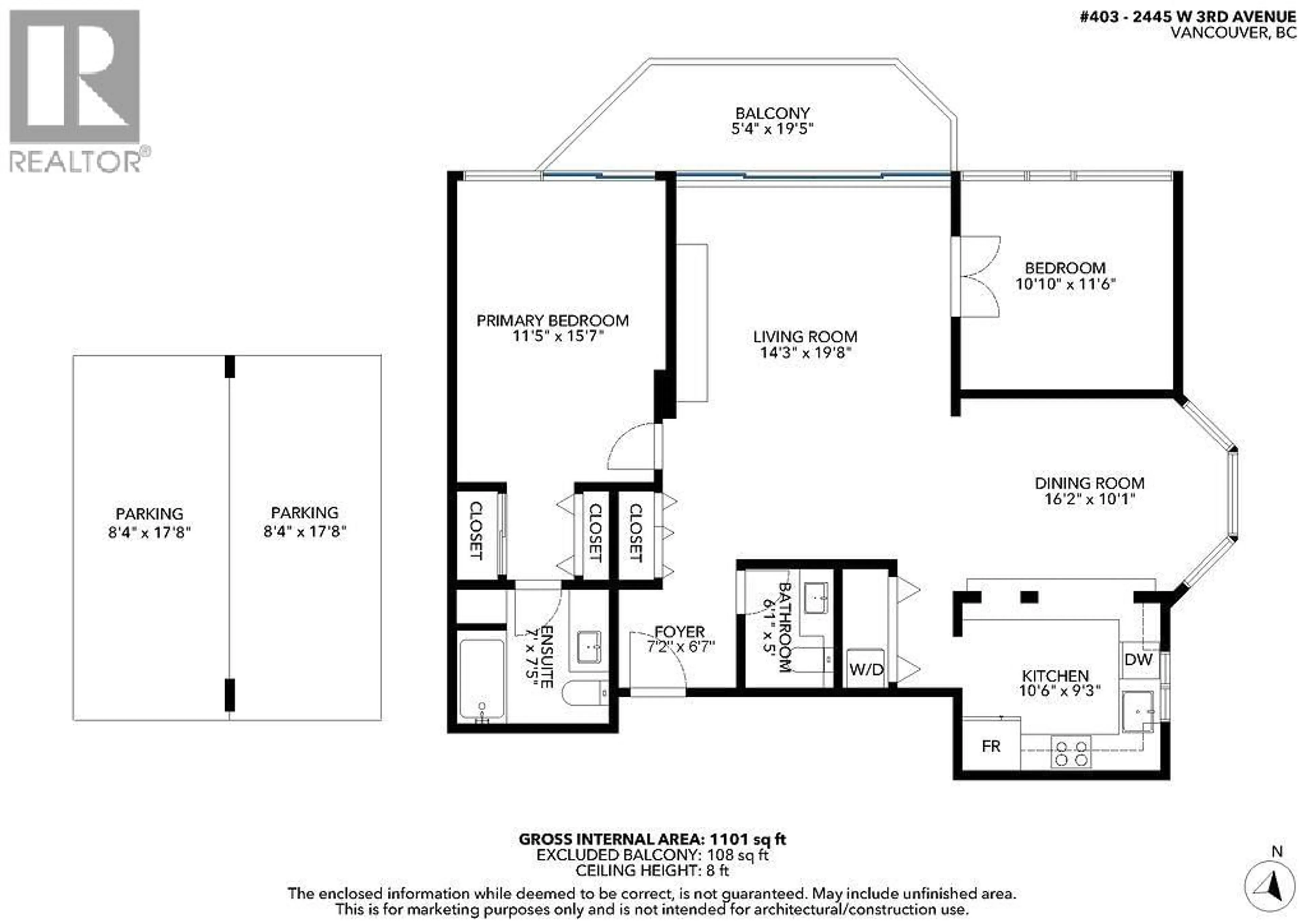 Floor plan for 403 - 2445 3RD AVENUE, Vancouver British Columbia V6K4K6