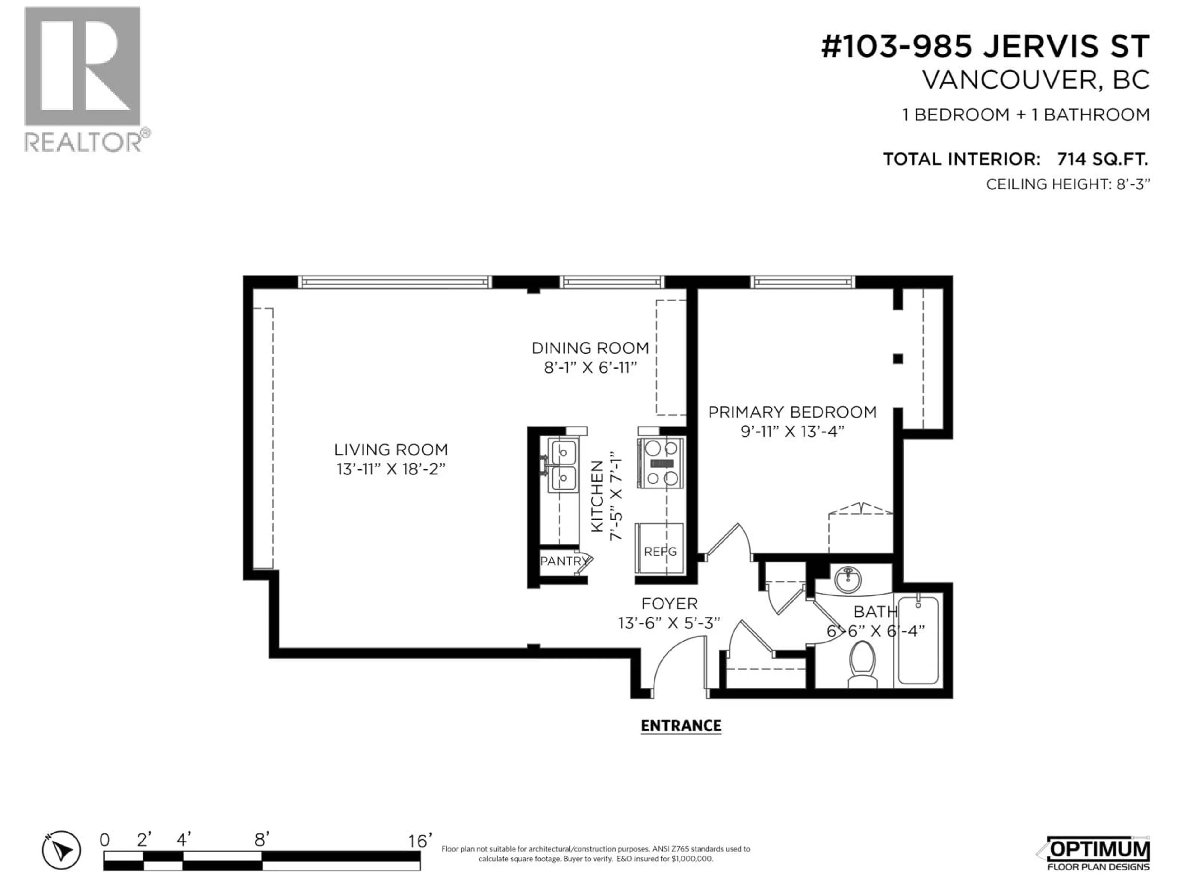 Floor plan for 103 - 985 JERVIS STREET, Vancouver British Columbia V6E2B7