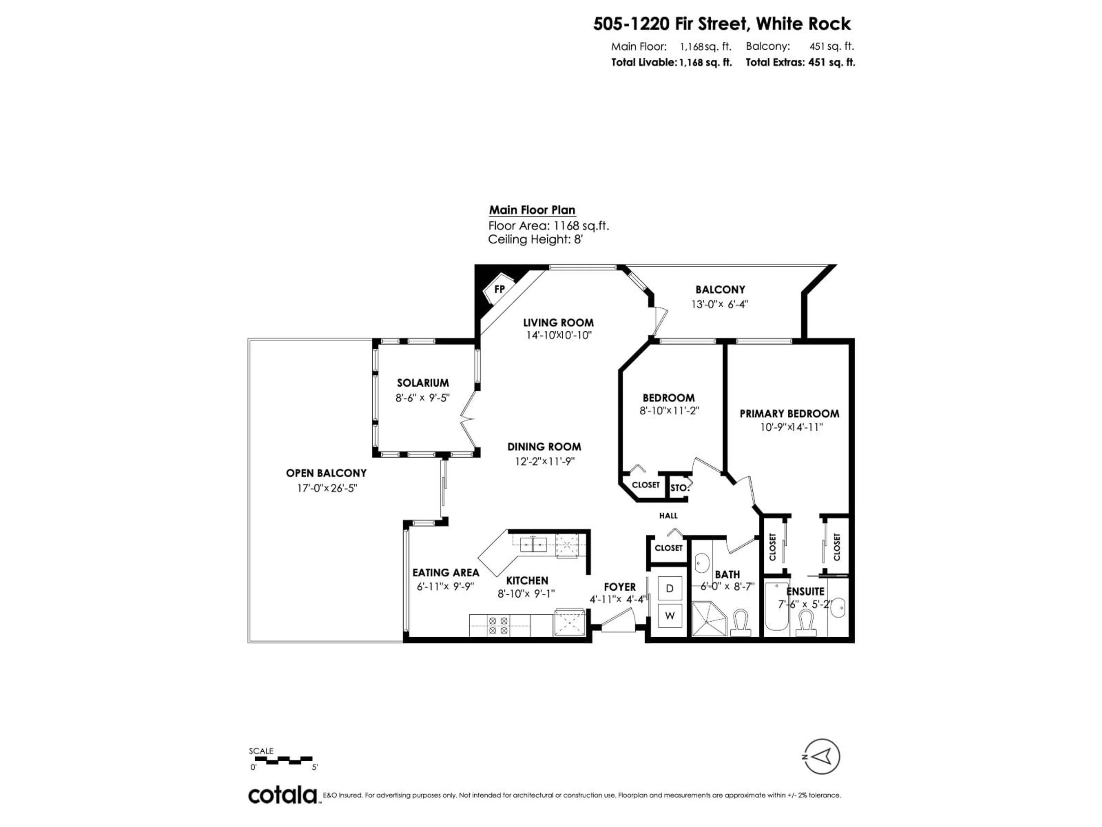Floor plan for 505 - 1220 FIR, White Rock British Columbia V4B4B1