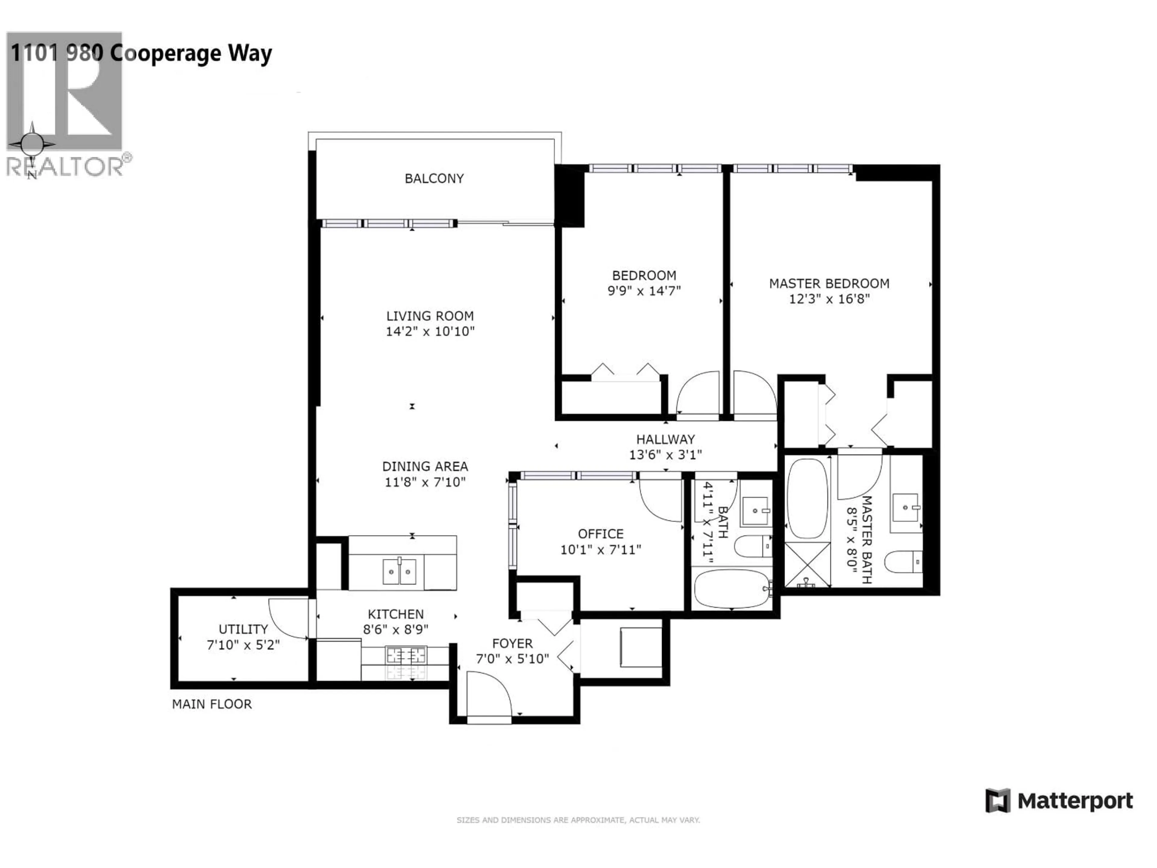 Floor plan for 1101 - 980 COOPERAGE WAY, Vancouver British Columbia V6B0C3