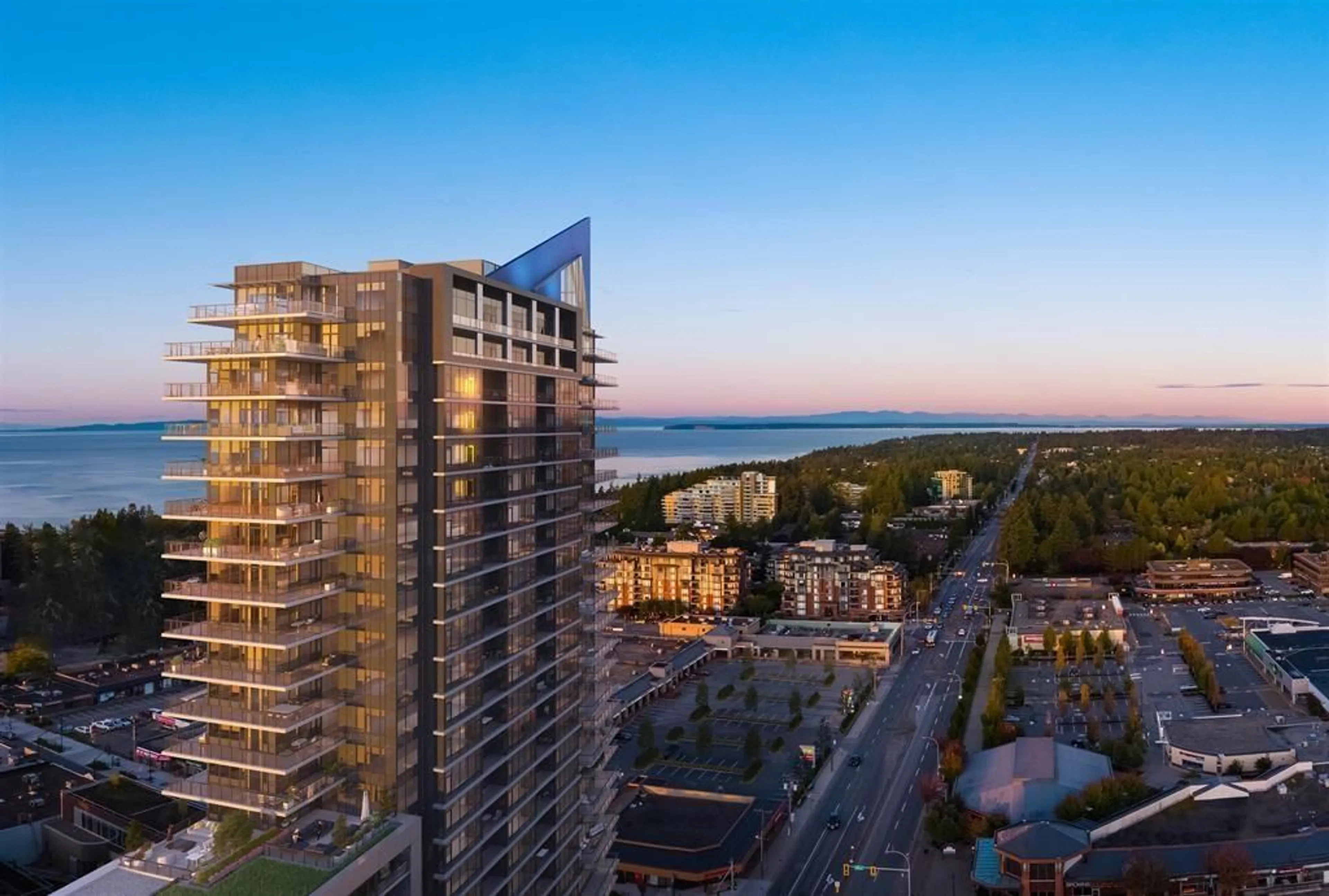 A pic from outside/outdoor area/front of a property/back of a property/a pic from drone, city buildings view from balcony for 1401 - 1588 JOHNSTON, White Rock British Columbia V4A1R6