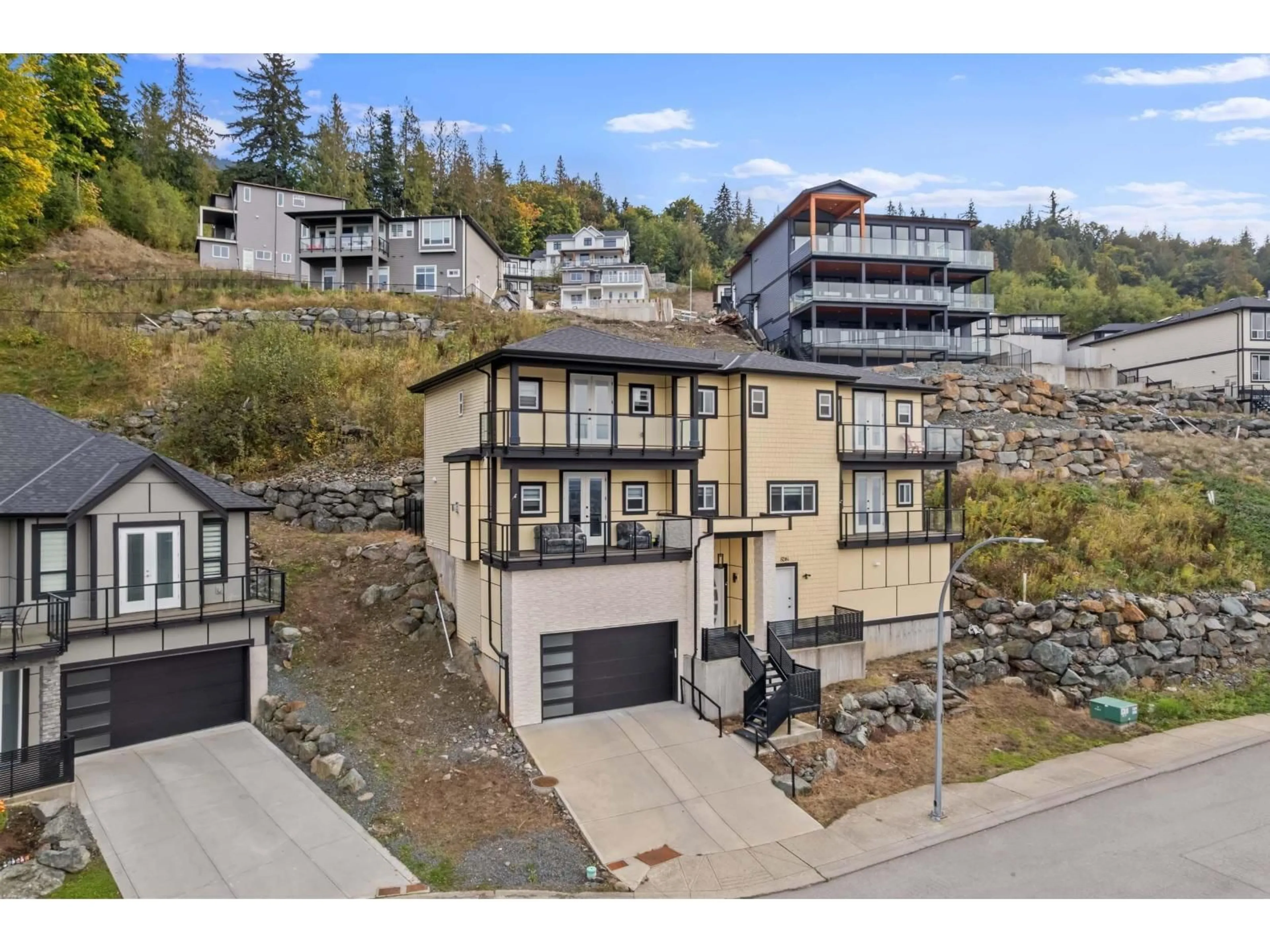 A pic from outside/outdoor area/front of a property/back of a property/a pic from drone, street for 8204 HARVEST PLACE, Chilliwack British Columbia V4Z0E4