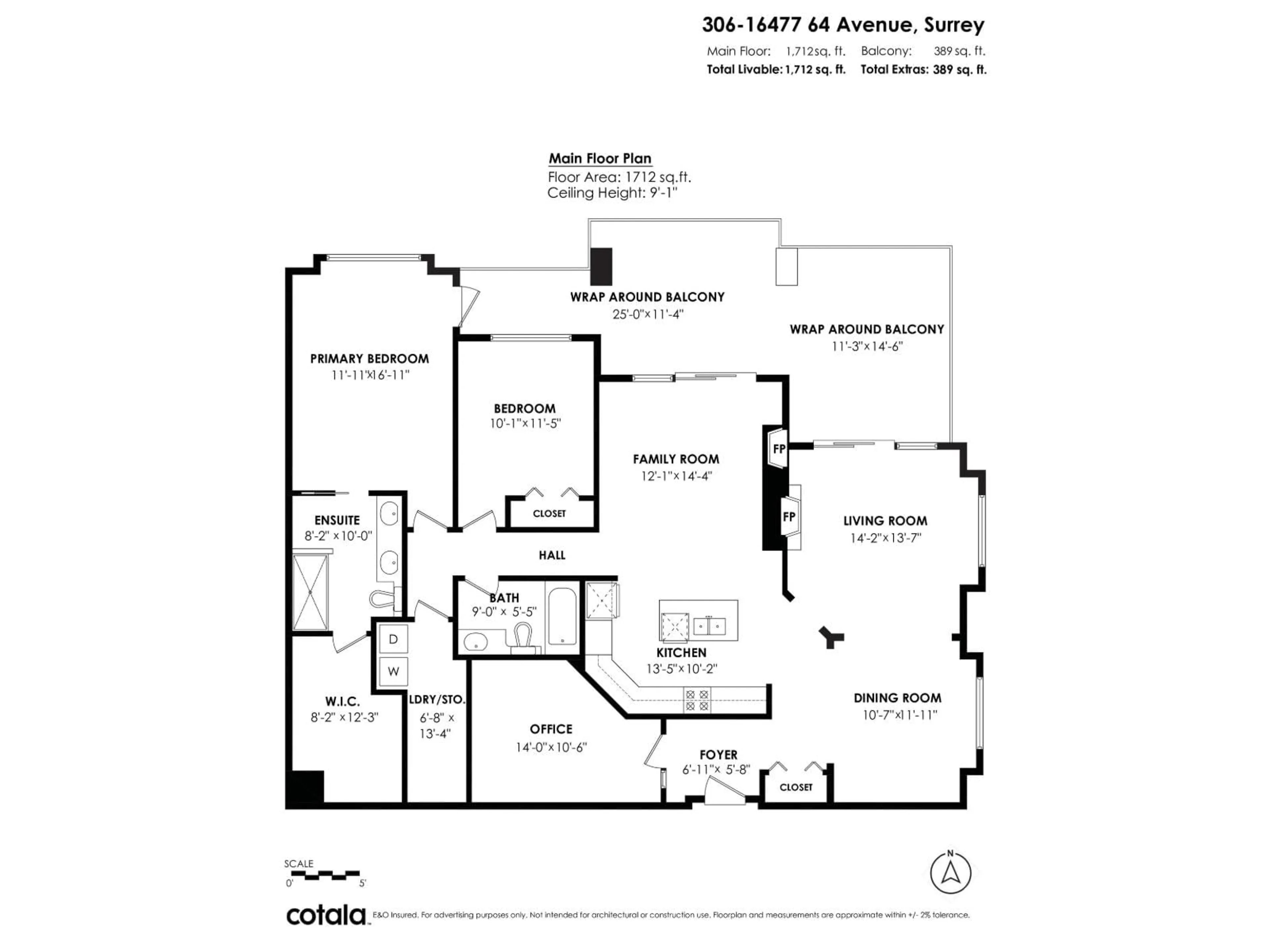 Floor plan for 306 - 16477 64, Surrey British Columbia V3S6V7