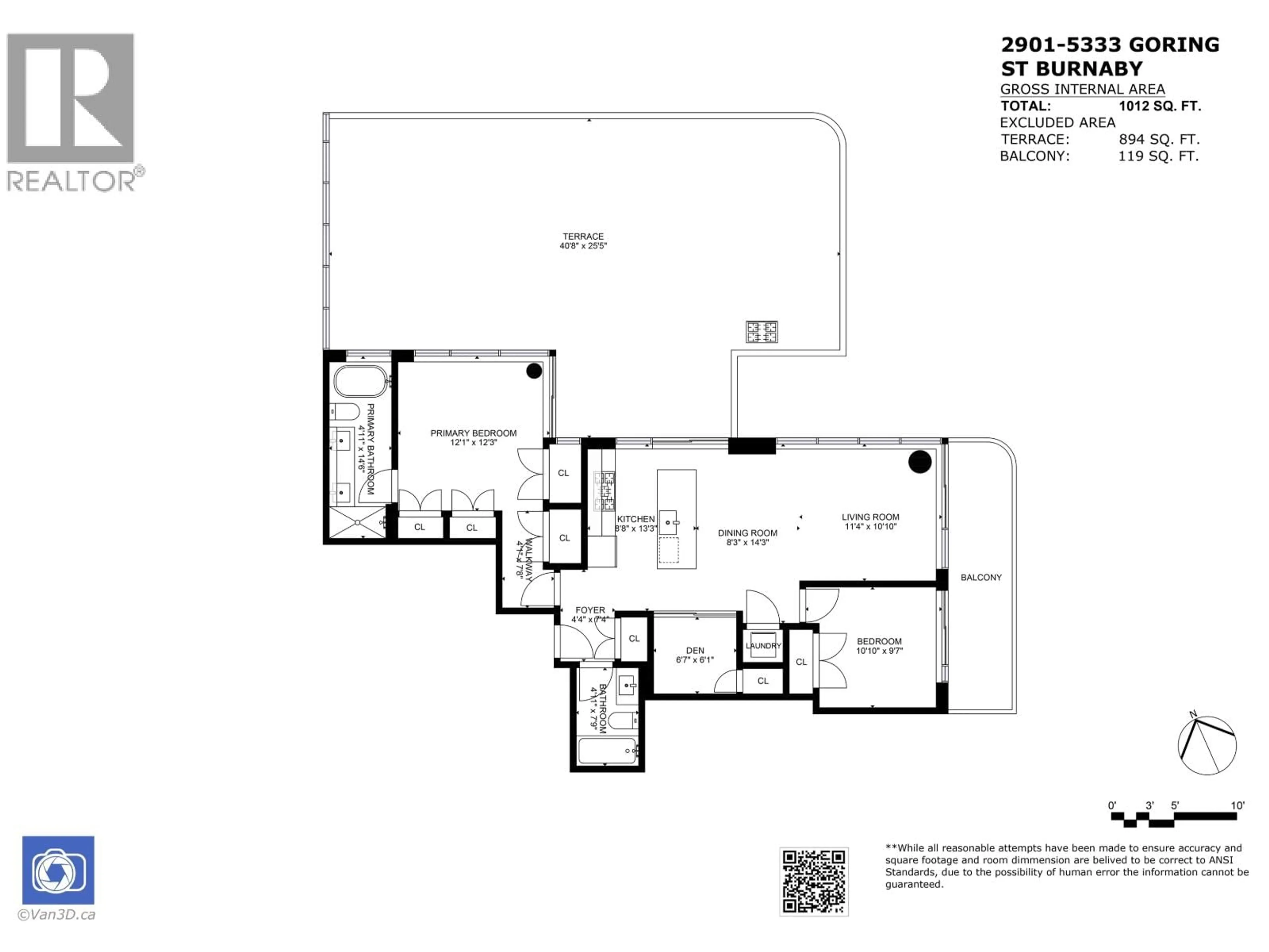 Floor plan for 2901 - 5333 GORING STREET, Burnaby British Columbia V5B3A2