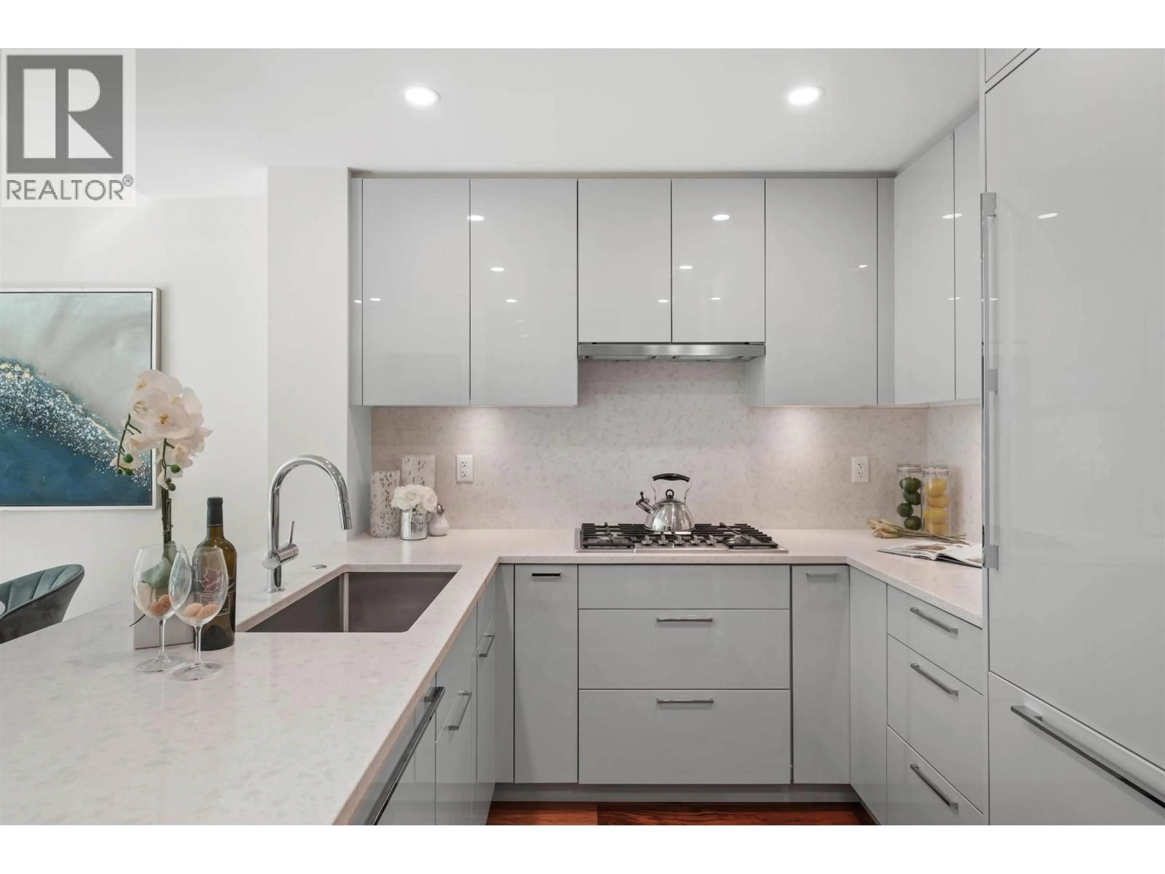 Contemporary kitchen, ceramic/tile floor for 107 - 5058 CAMBIE STREET, Vancouver British Columbia V5Z2Z5