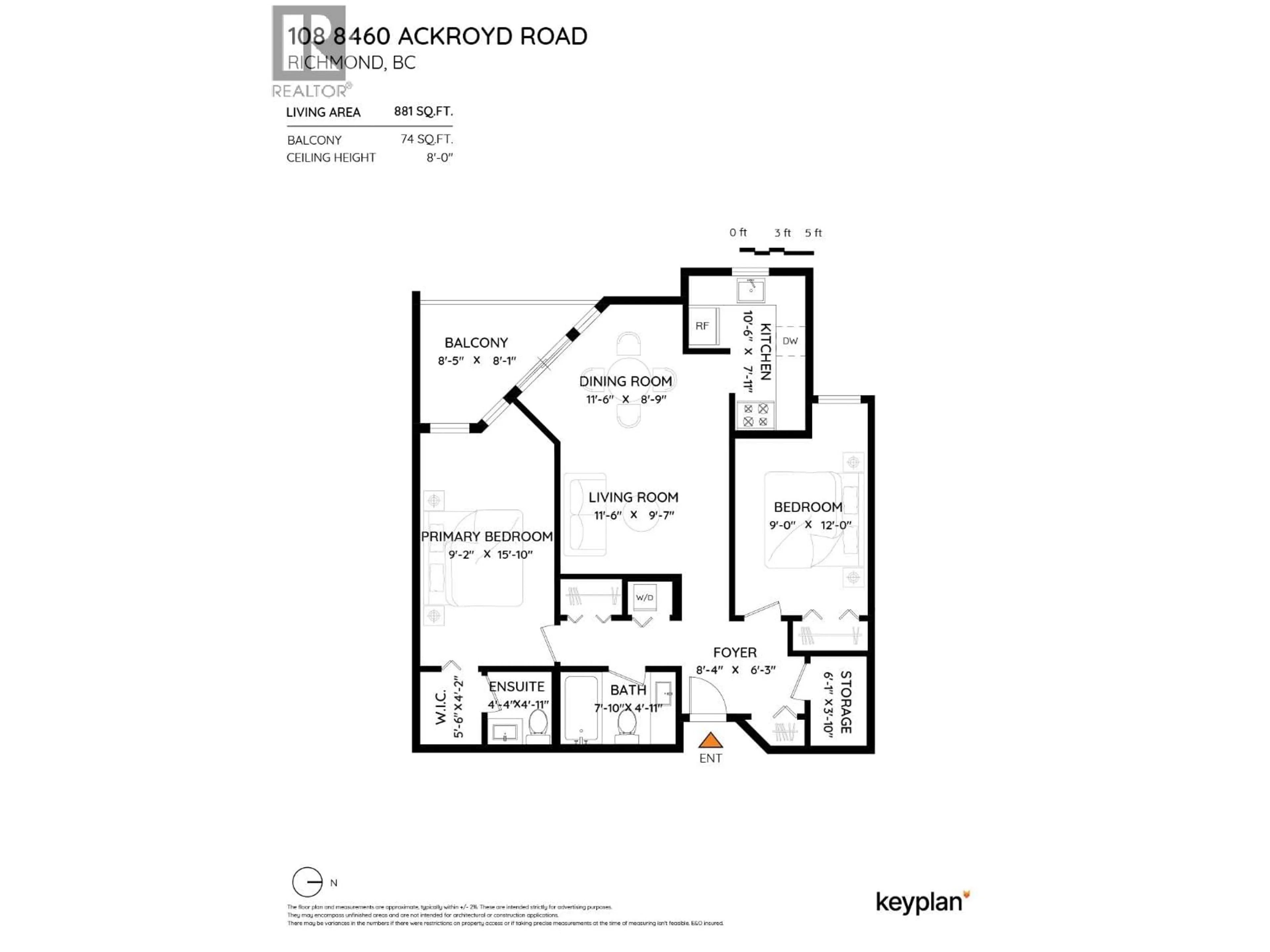 Floor plan for 108 - 8460 ACKROYD ROAD, Richmond British Columbia V6X3E9