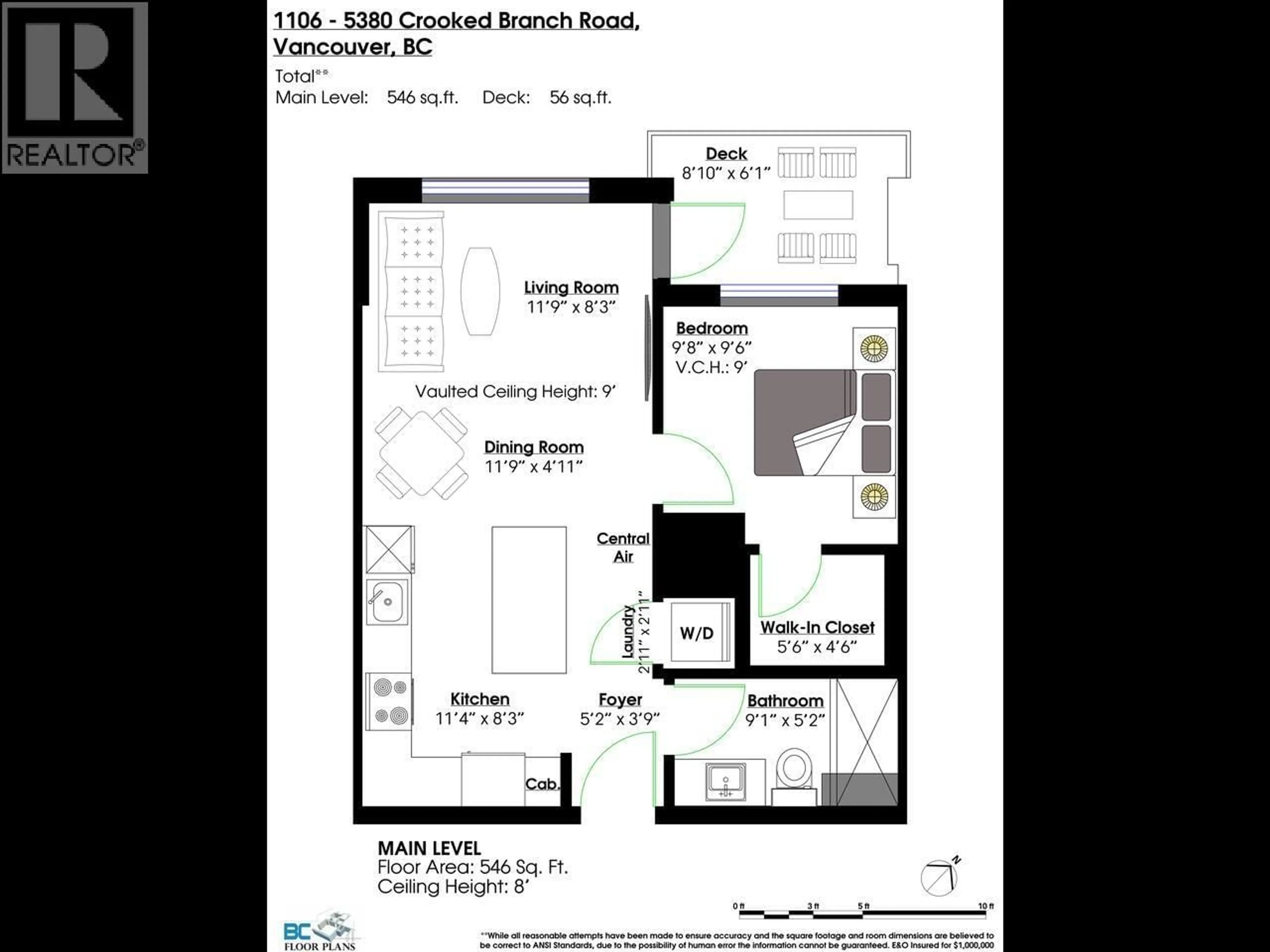 Floor plan for 1106 - 5380 CROOKED BRANCH ROAD, Vancouver British Columbia V6T0E5