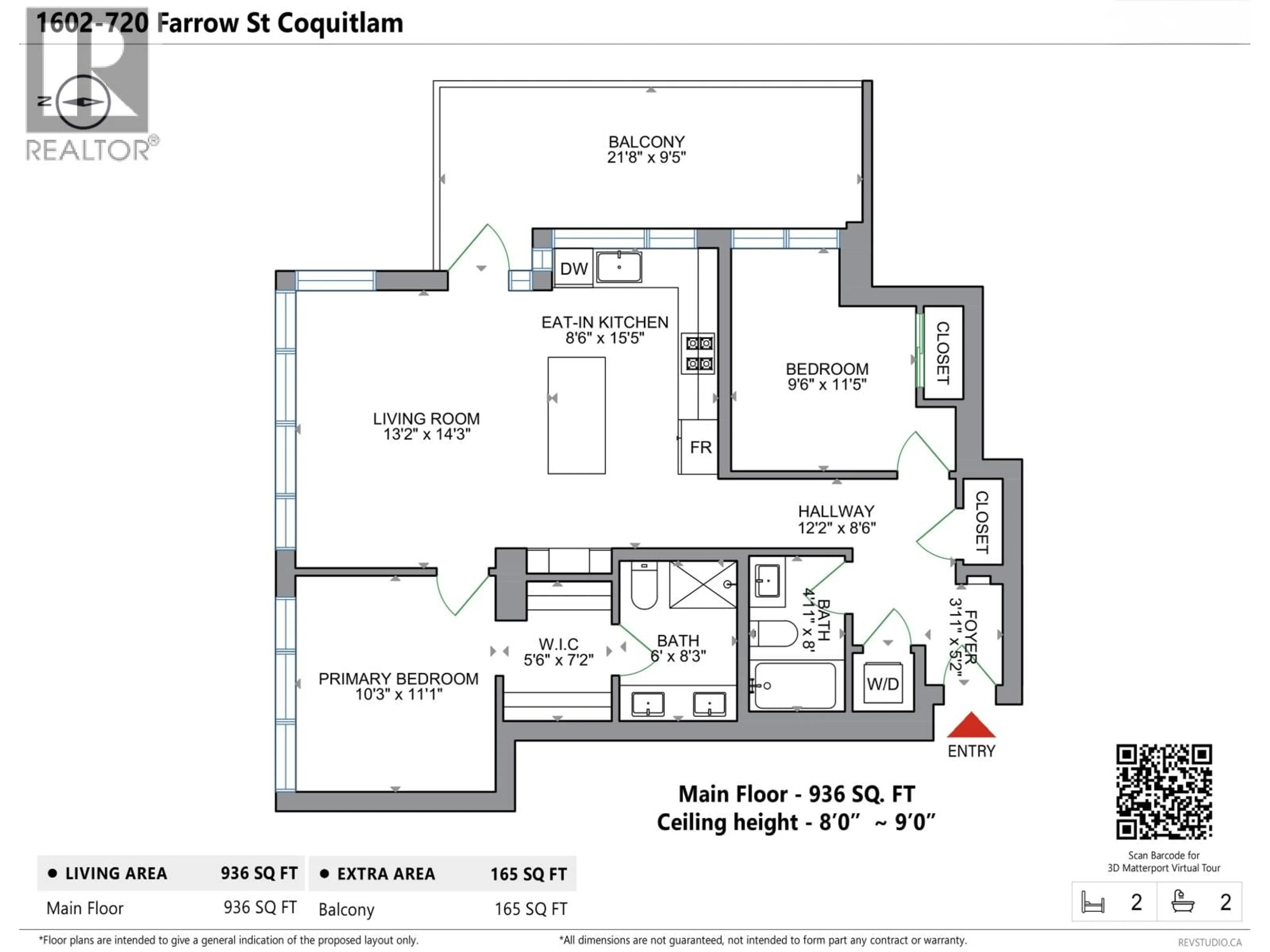 Floor plan for 1602 - 720 FARROW STREET, Coquitlam British Columbia V3J0P3