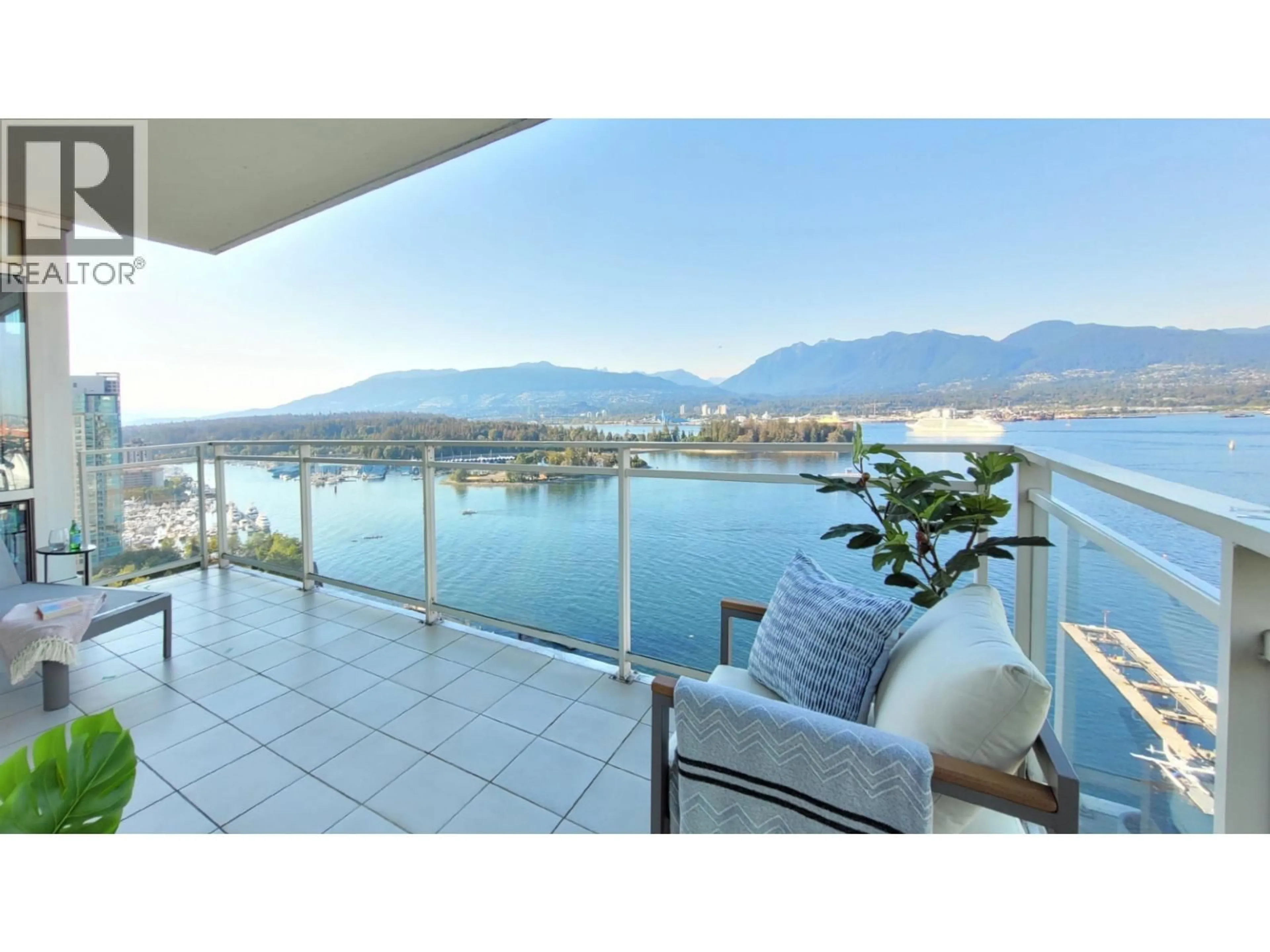 Balcony in the apartment, water/lake/river/ocean view for 2202 - 1139 CORDOVA STREET, Vancouver British Columbia V6C0A2
