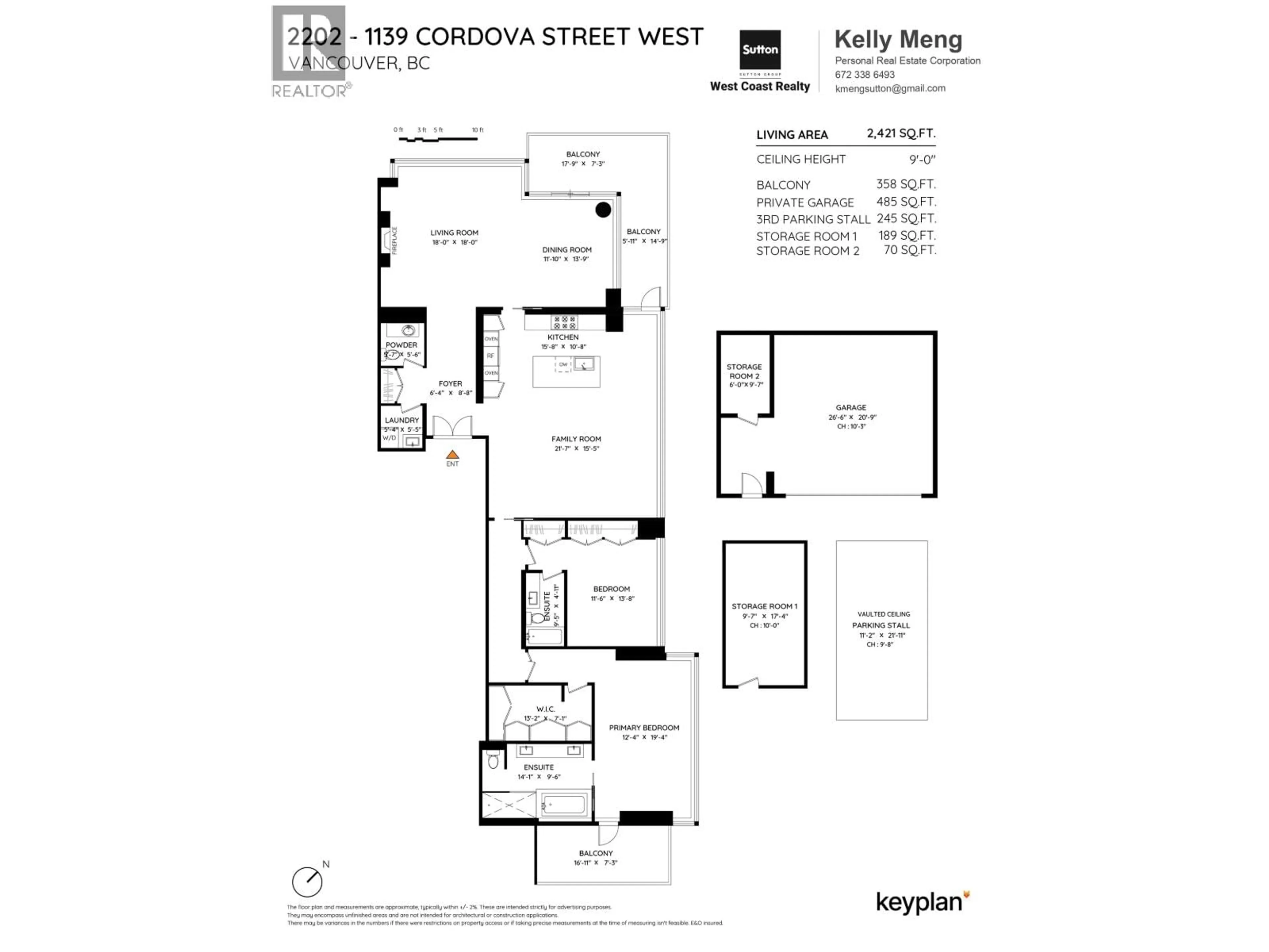 Floor plan for 2202 - 1139 CORDOVA STREET, Vancouver British Columbia V6C0A2