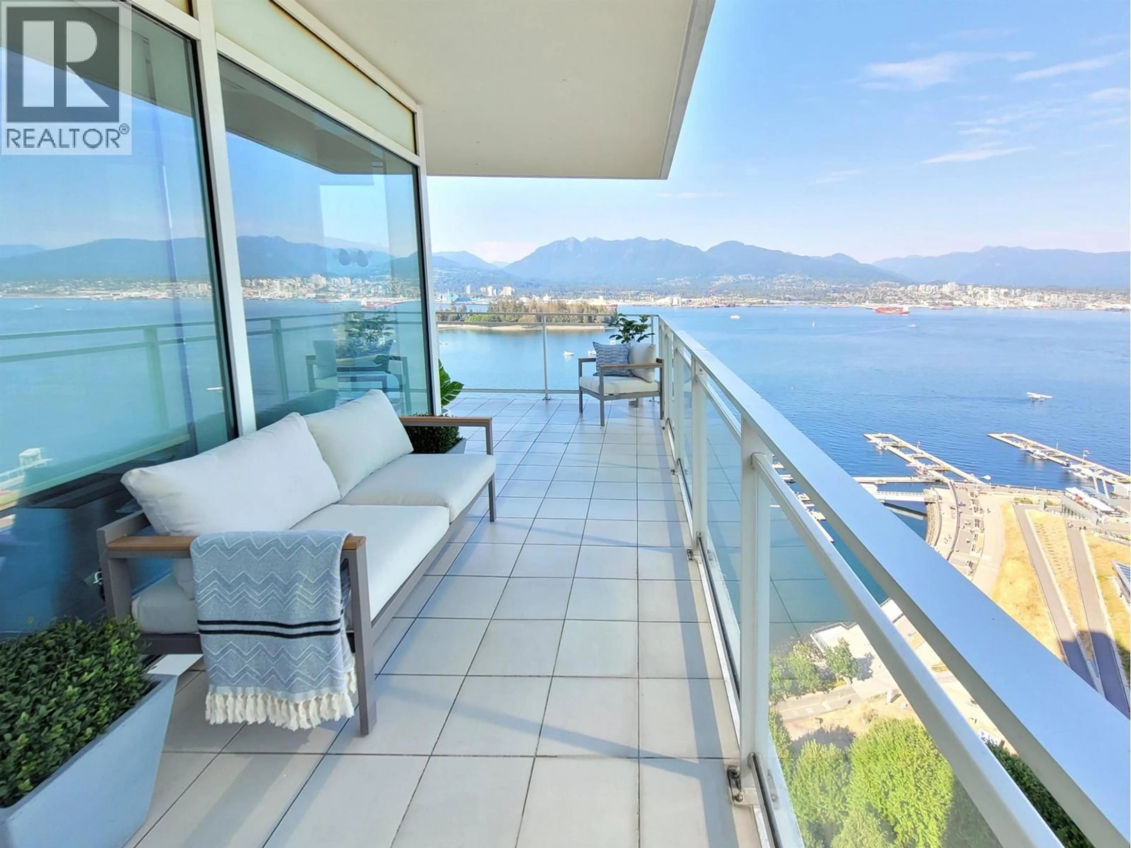 Balcony in the apartment, water/lake/river/ocean view for 2202 - 1139 CORDOVA STREET, Vancouver British Columbia V6C0A2