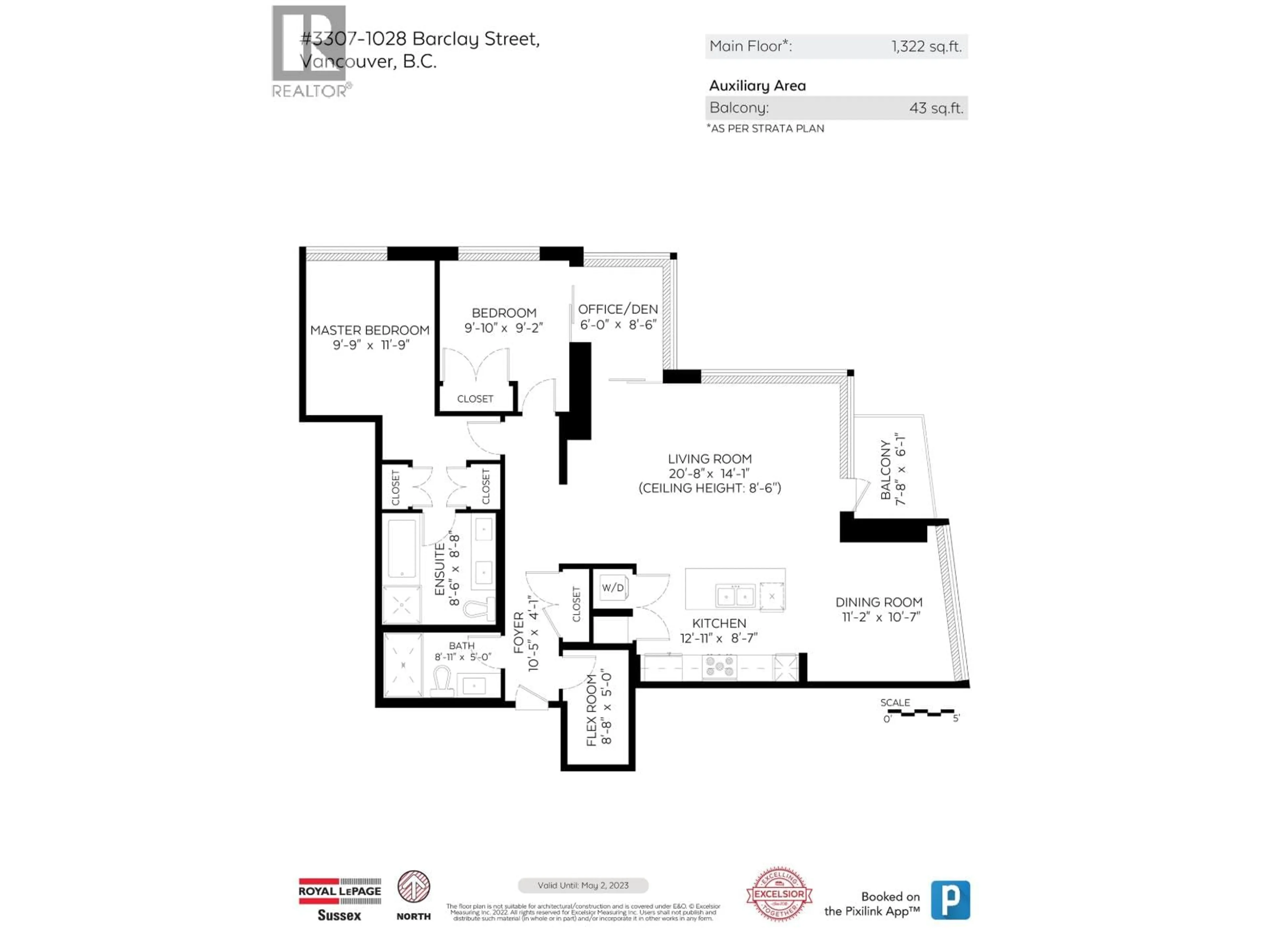 Floor plan for 3307 - 1028 BARCLAY STREET, Vancouver British Columbia V6E0B1