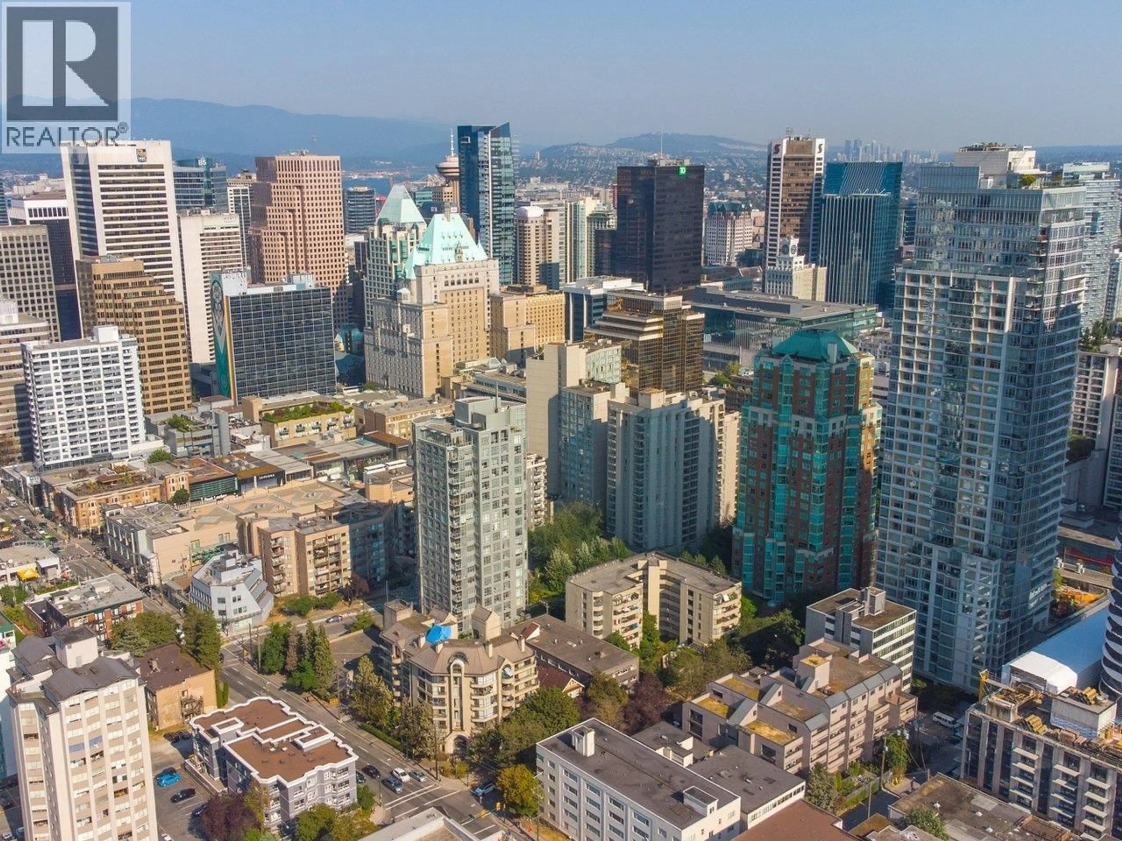 A pic from outside/outdoor area/front of a property/back of a property/a pic from drone, city buildings view from balcony for 3307 - 1028 BARCLAY STREET, Vancouver British Columbia V6E0B1