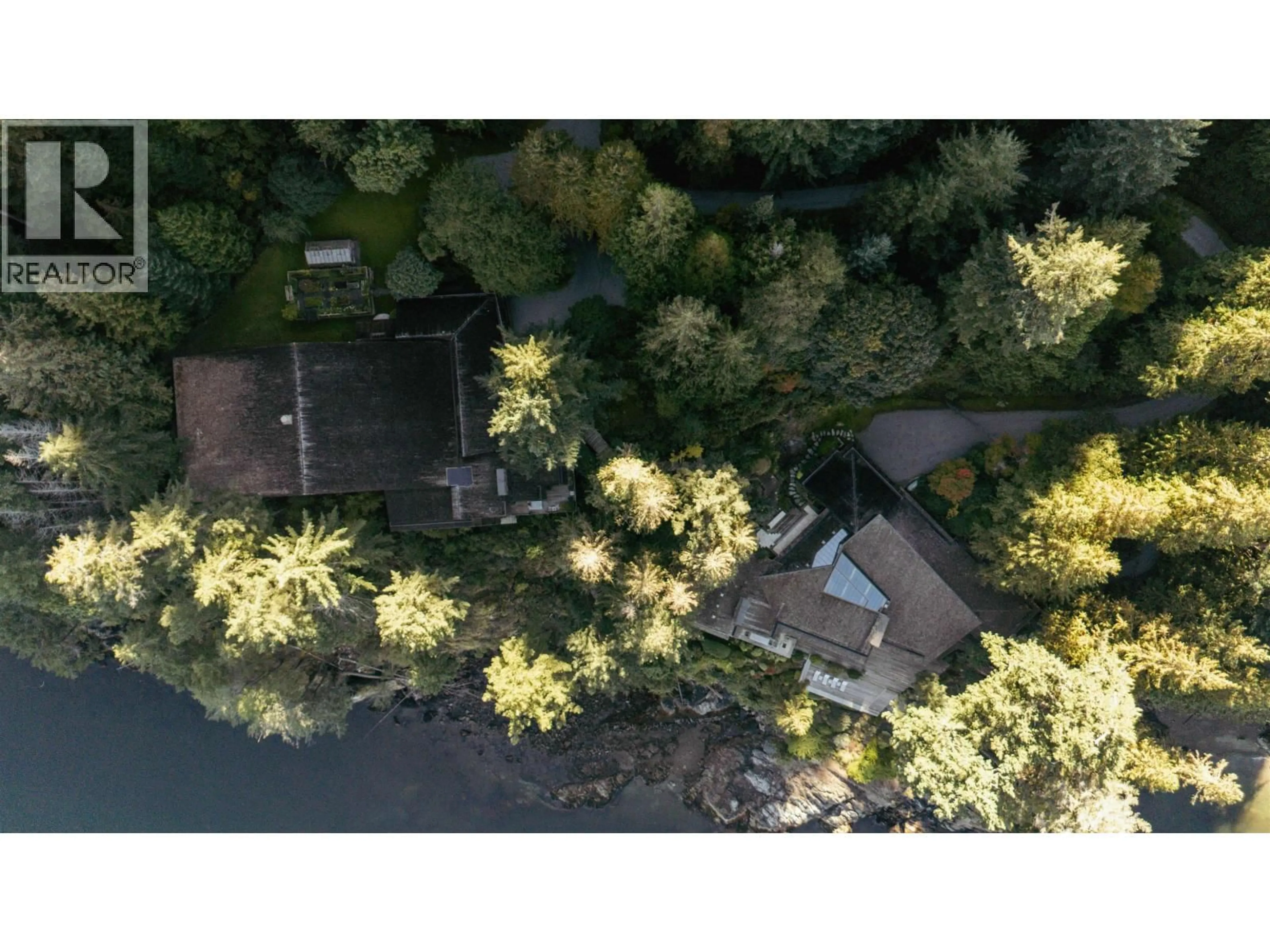 A pic from outside/outdoor area/front of a property/back of a property/a pic from drone, forest/trees view for 370-374 SMUGGLERS COVE ROAD, Bowen Island British Columbia V0N1G1